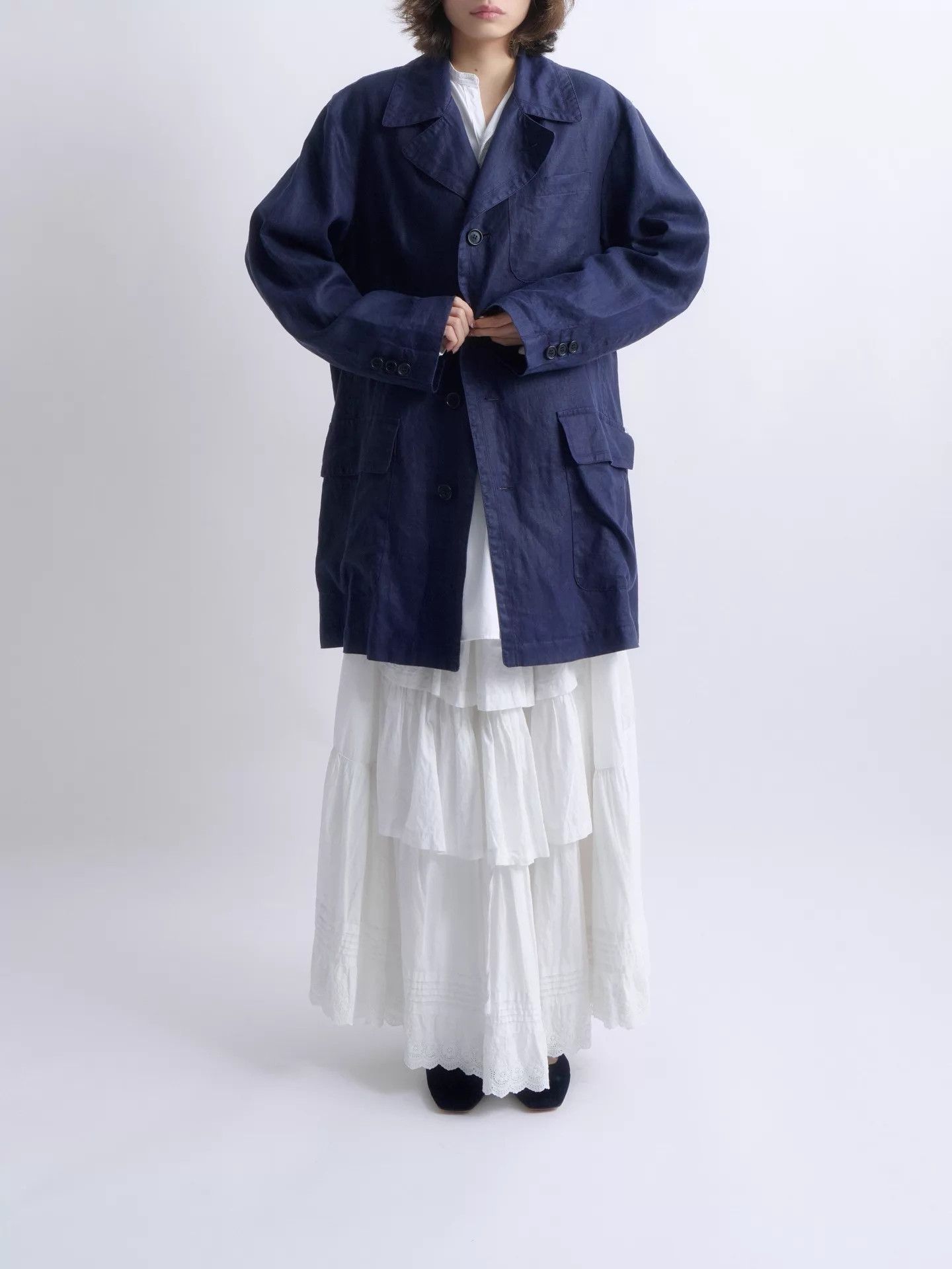 Gianfranco Ferre GIANFRANCO FERRE 90s STUDIO Line Indigo Linen Jacket Size US S / EU 44-46 / 1 - 4 Thumbnail