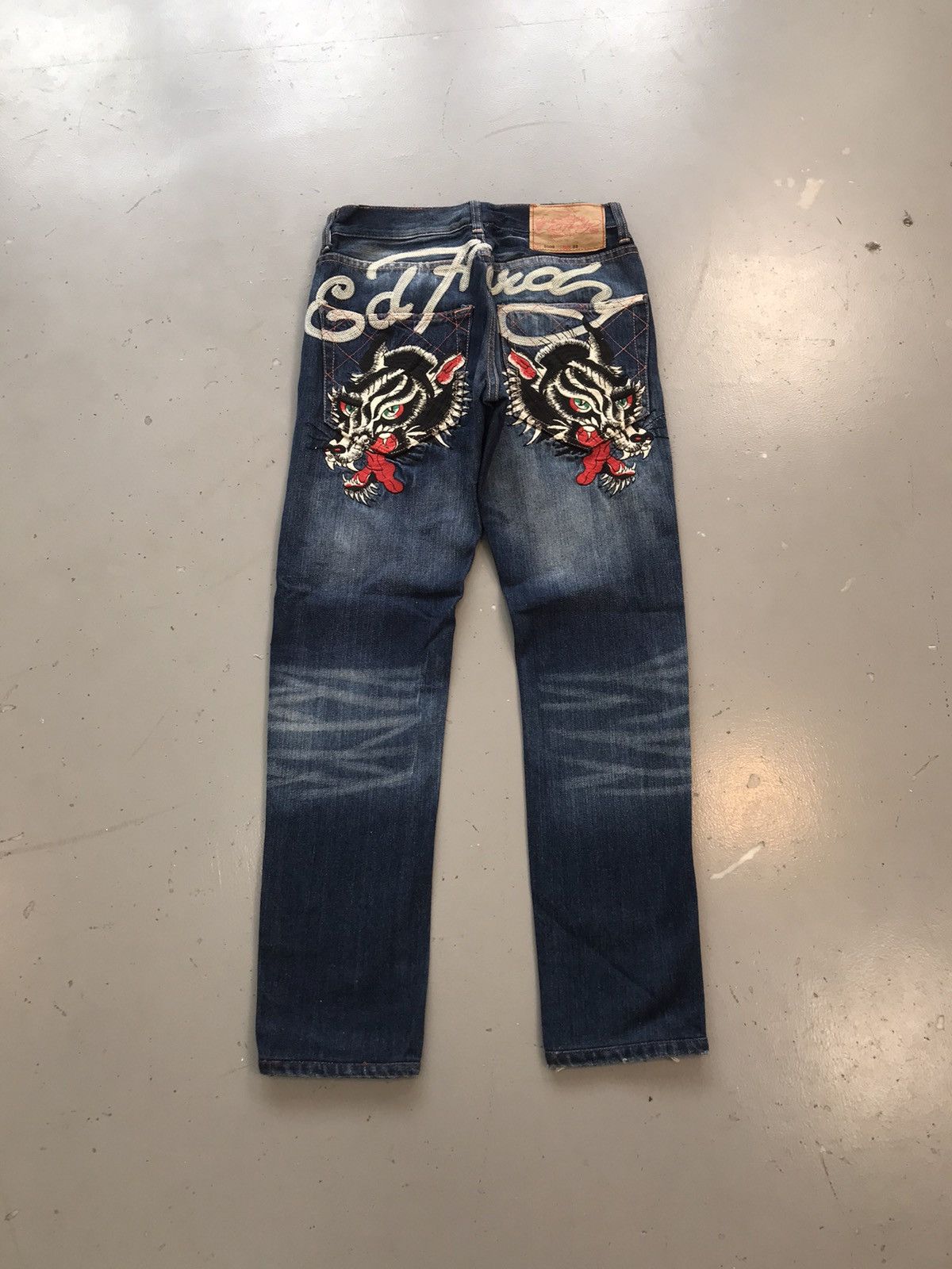 Ed Hardy × Vintage Vintage Edhardy wolf 🐺 face embroidered denim Size 28" / US 6 / IT 42 - 1 Thumbnail