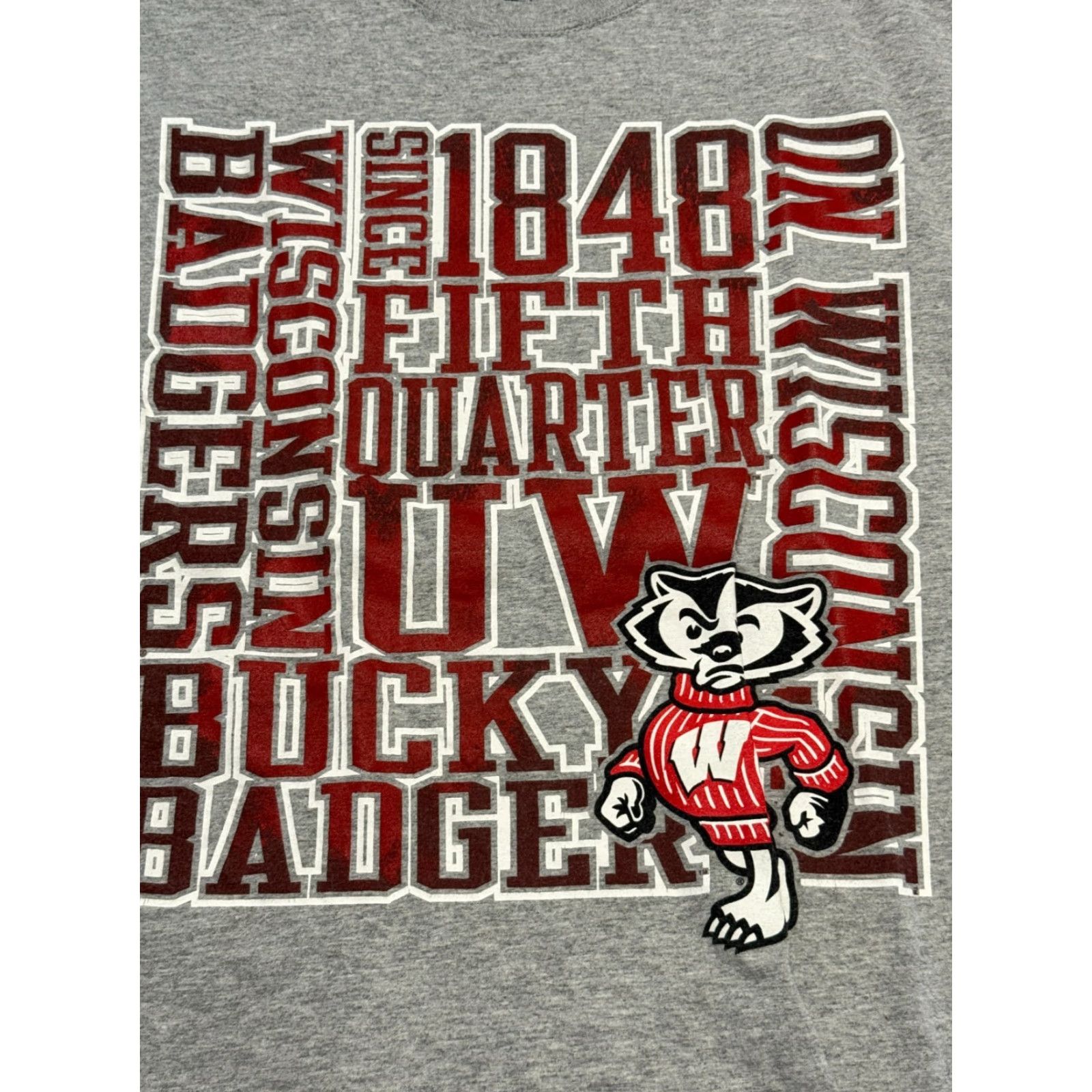 Vintage VINTAGE? Russell Shirts Men's Medium Gray Short Sleeve Crew Neck Wisconsin Badgers Shirt Size US M / EU 48-50 / 2 - 5 Thumbnail