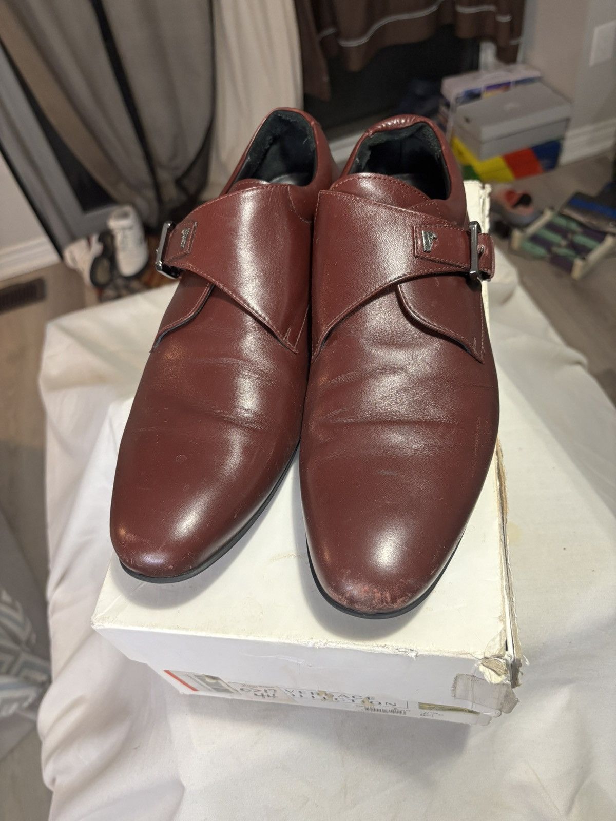 Versace Versace Collection Burgundy Single-Strap Dress Shoes Size US 11 / EU 44 - 2 Thumbnail