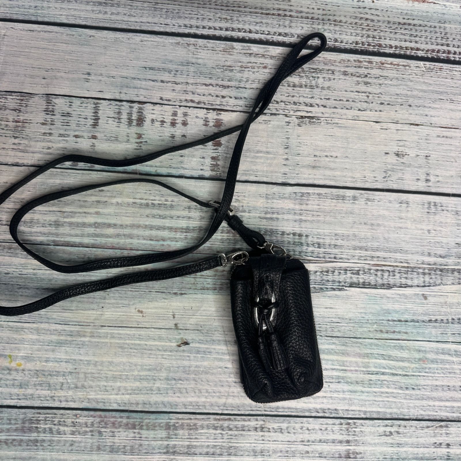 Brighton Brighton Black Pebbled Leather Crossbody Wallet Tassel Bag Size ONE SIZE - 2 Thumbnail