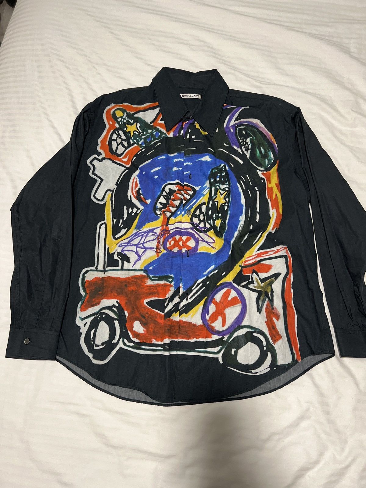 image of Our Legacy Coco Shirt Size 50 Large With Artowkr in Black, Men's