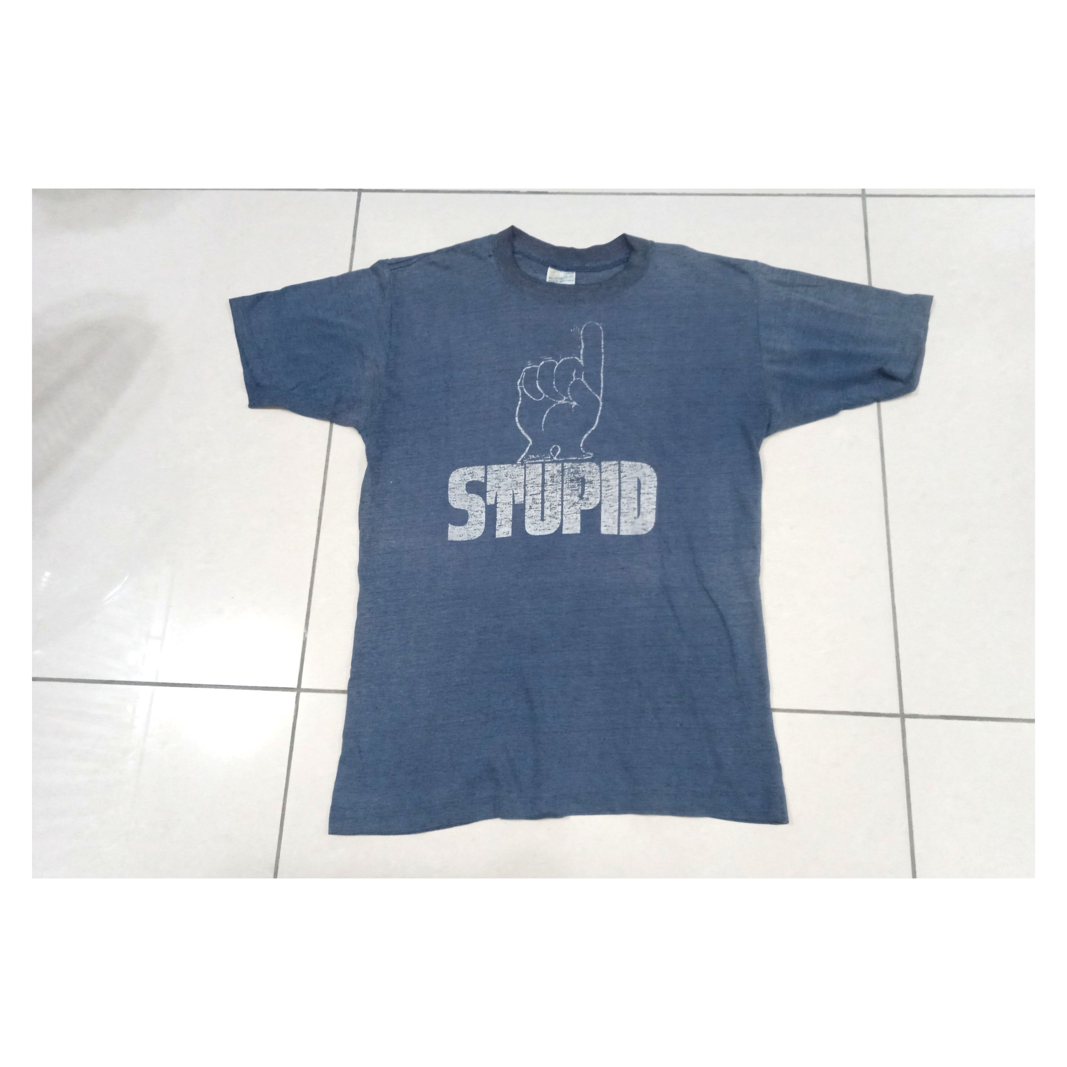 Other Vintage 80s STUPID Wording Statement T Shirt Size US L / EU 52-54 / 3 - 1 Thumbnail