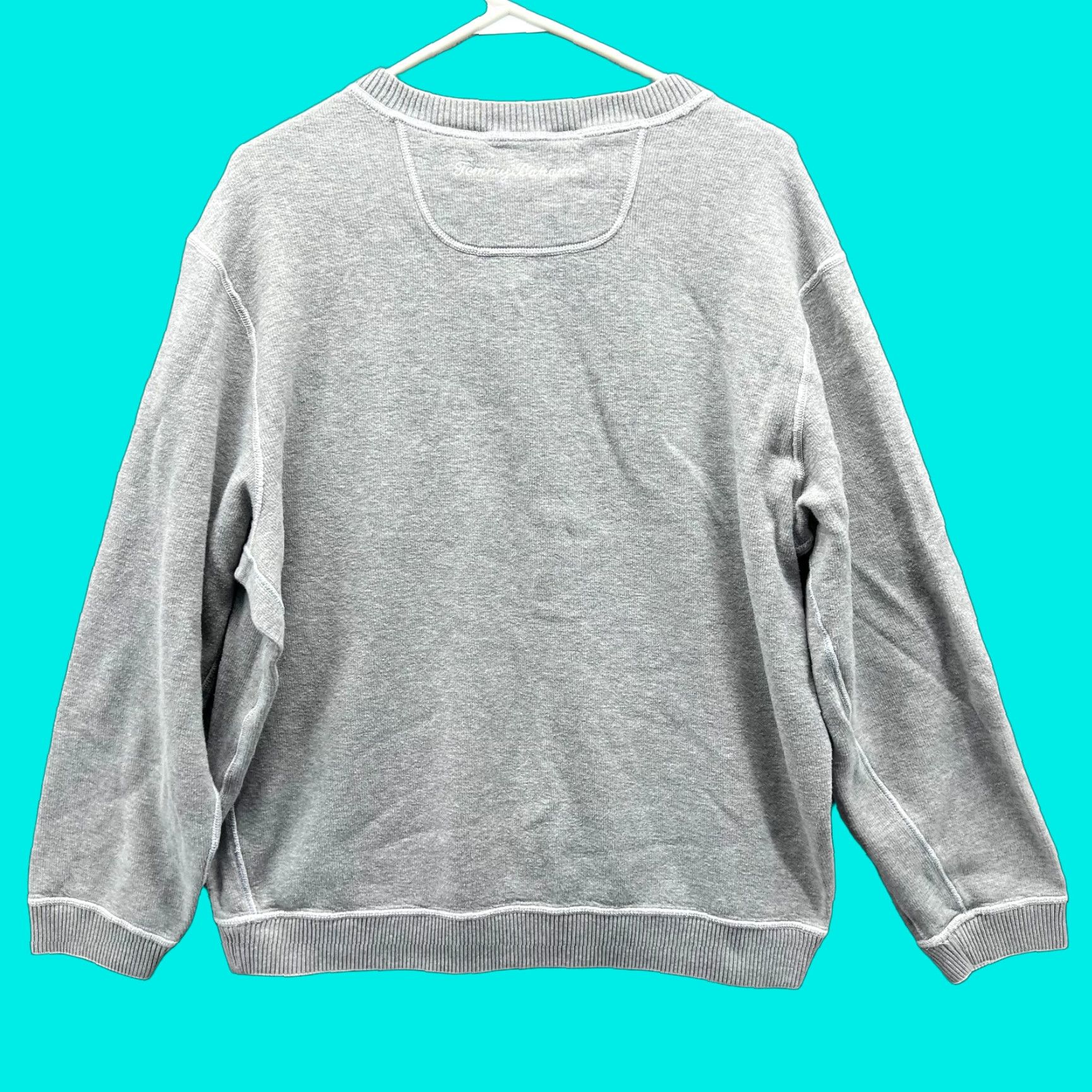 Tommy Bahama VINTAGE Tommy Bahama Sweater Mens Medium Gray Reversible Fleece Cotton Pullover Knit Shirt Pullover Mens M Gray Logo Vintage - Size US M / EU 48-50 / 2 - 1 Thumbnail