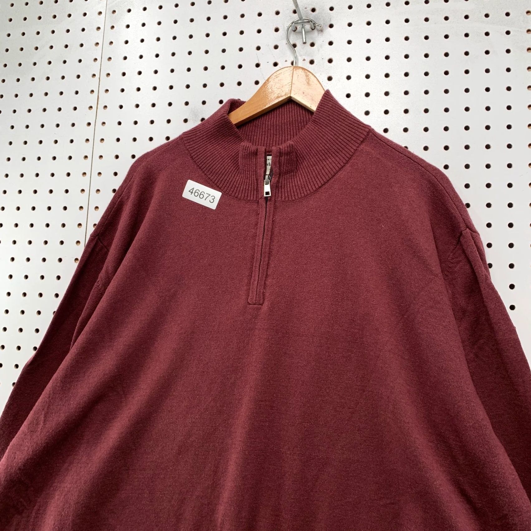 Vintage Hawker Rye Cotton Cashmere Sweater Mens 3XL Maroon 1/4 Quarter Zip Lightweight Size US XXL / EU 58 / 5 - 4 Thumbnail