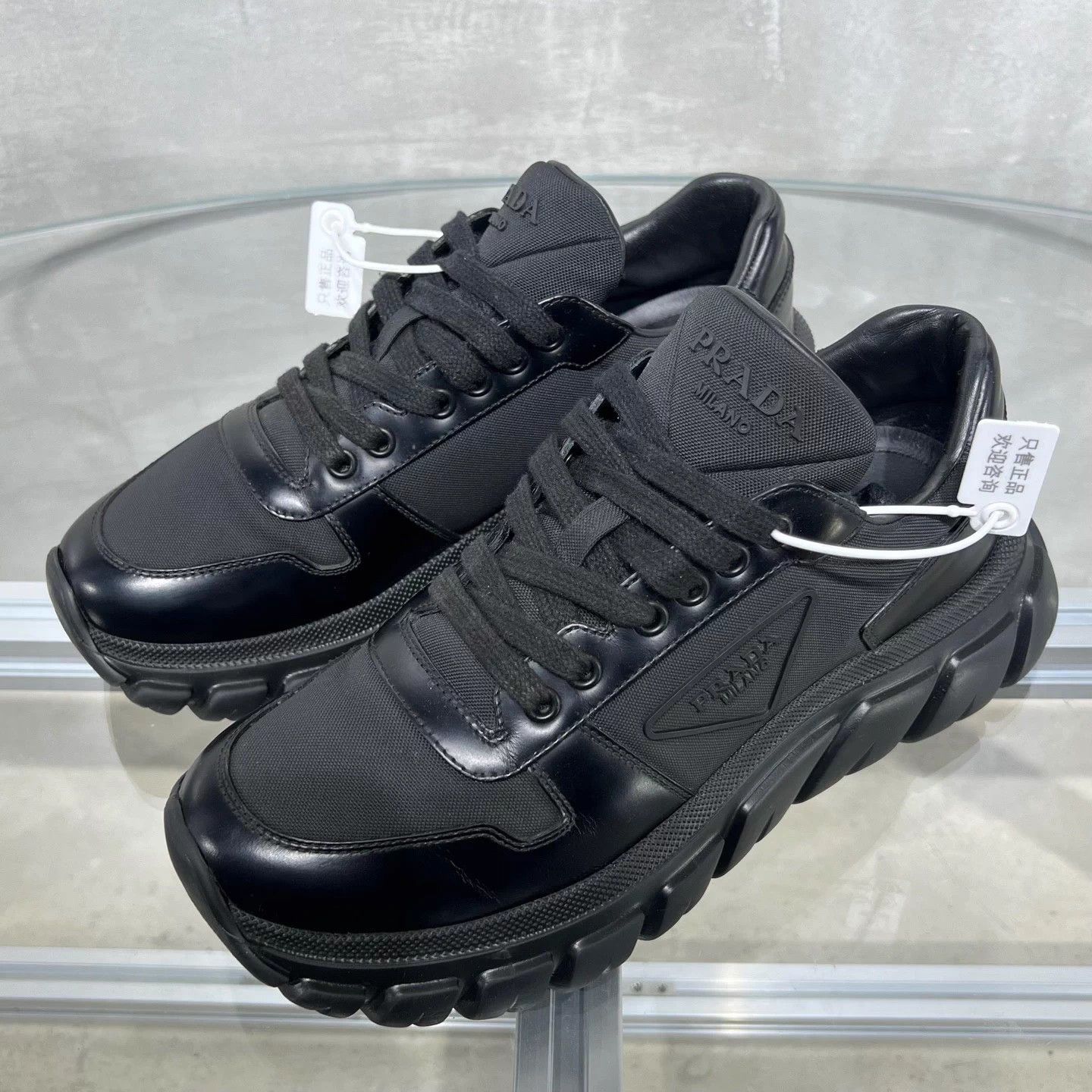 Prada Prada black triangle logo platform sneakers US5 (39EU) Size US 5 / IT 35 - 2 Thumbnail