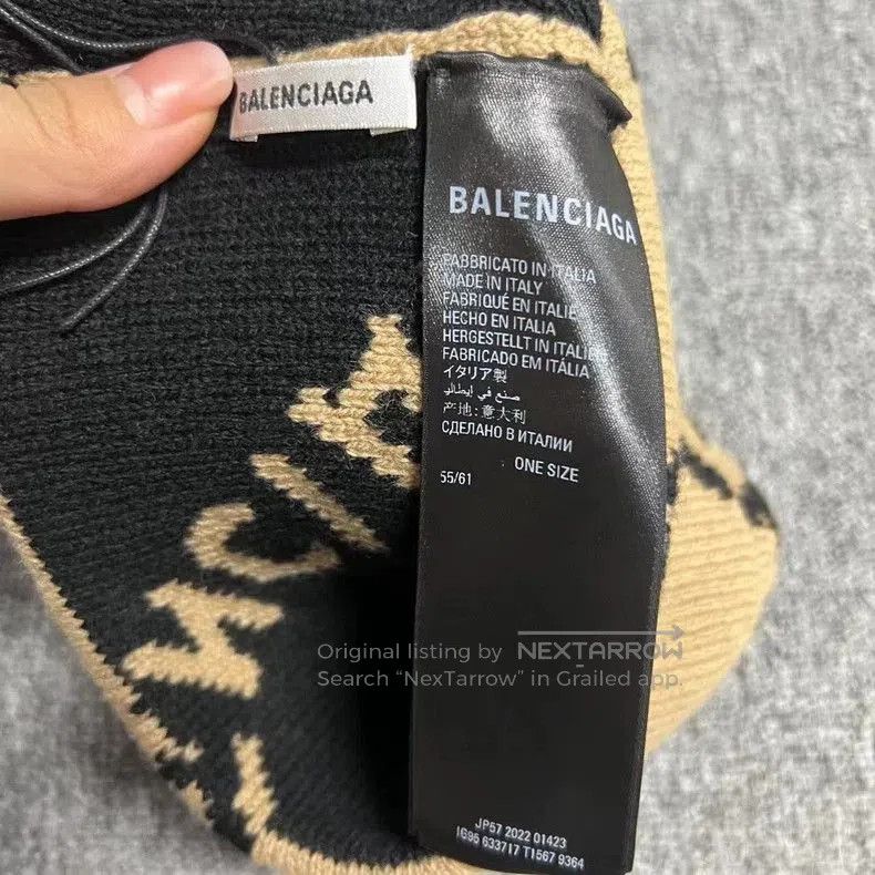 Balenciaga balenciaga's latest khaki cashmere logo cold hat. Size ONE SIZE - 3 Thumbnail
