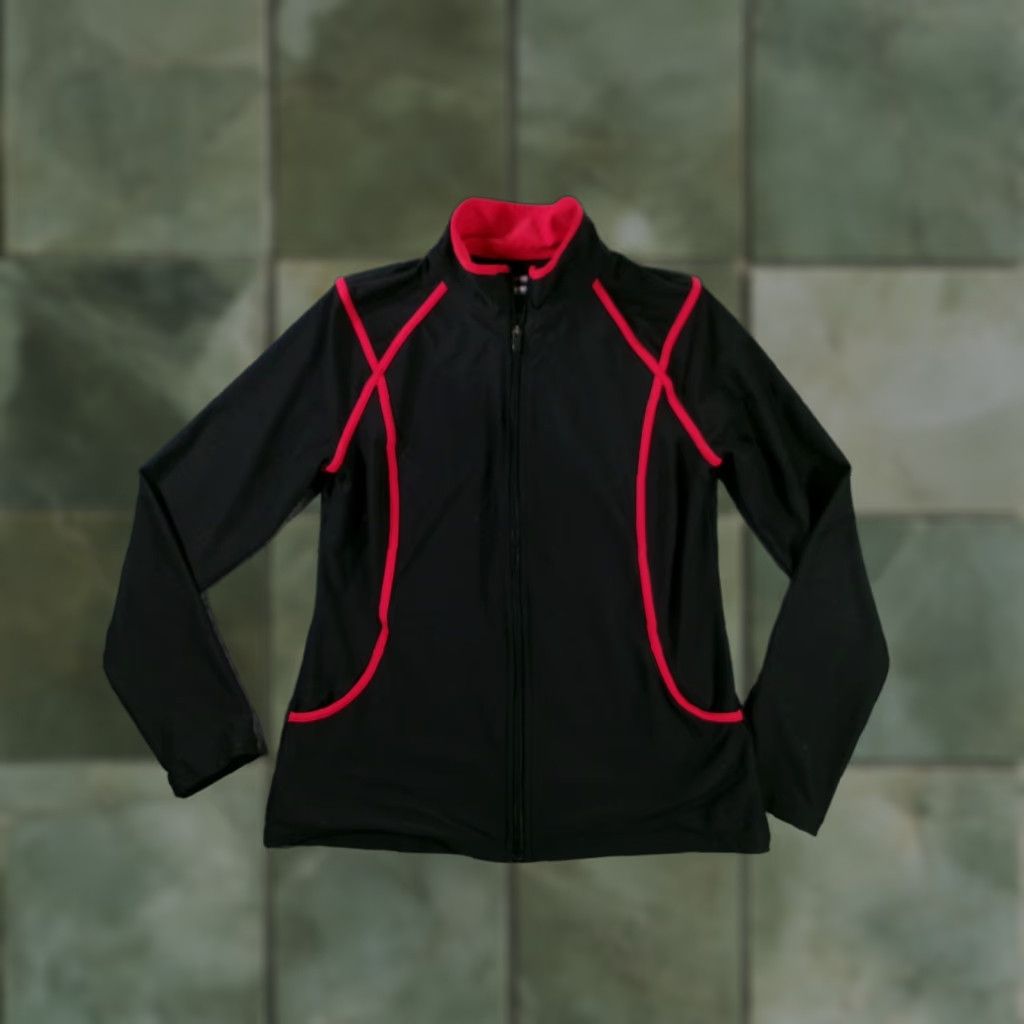 Vintage Xersion Performance Jacket Womens M Black Red Full Zip Track Jacket Active Running & Jogging Slim Fit Moisture Wicking Sports Piping Size M / US 6-8 / IT 42-44 - 1 Thumbnail