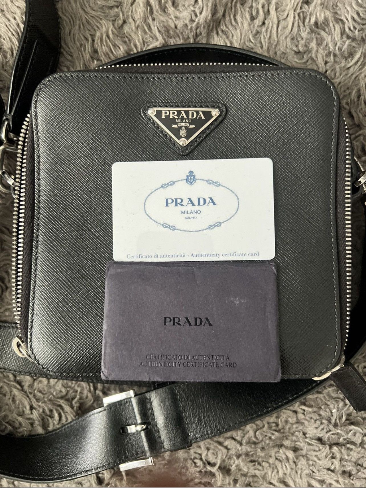 Prada Prada Black Logo Saffano Leather Cross Body Bag Size ONE SIZE - 18 Thumbnail
