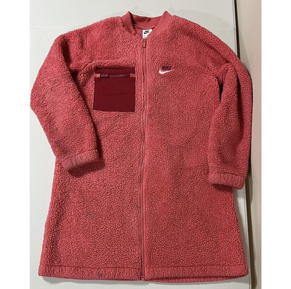 Nike Nike Pink Maroon Plush Zipper Sweater Jacket Coat Size XL 🩷 Size XL / US 12-14 / IT 48-50 - 4 Thumbnail