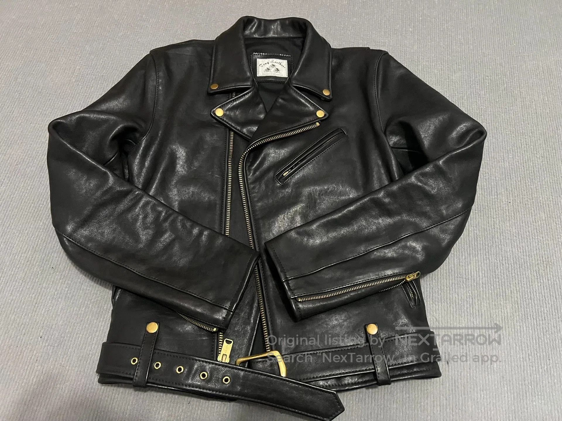 Freewheelers Custom Cowhide Leather Biker Jacket. Size US L / EU 52-54 / 3 - 7 Thumbnail