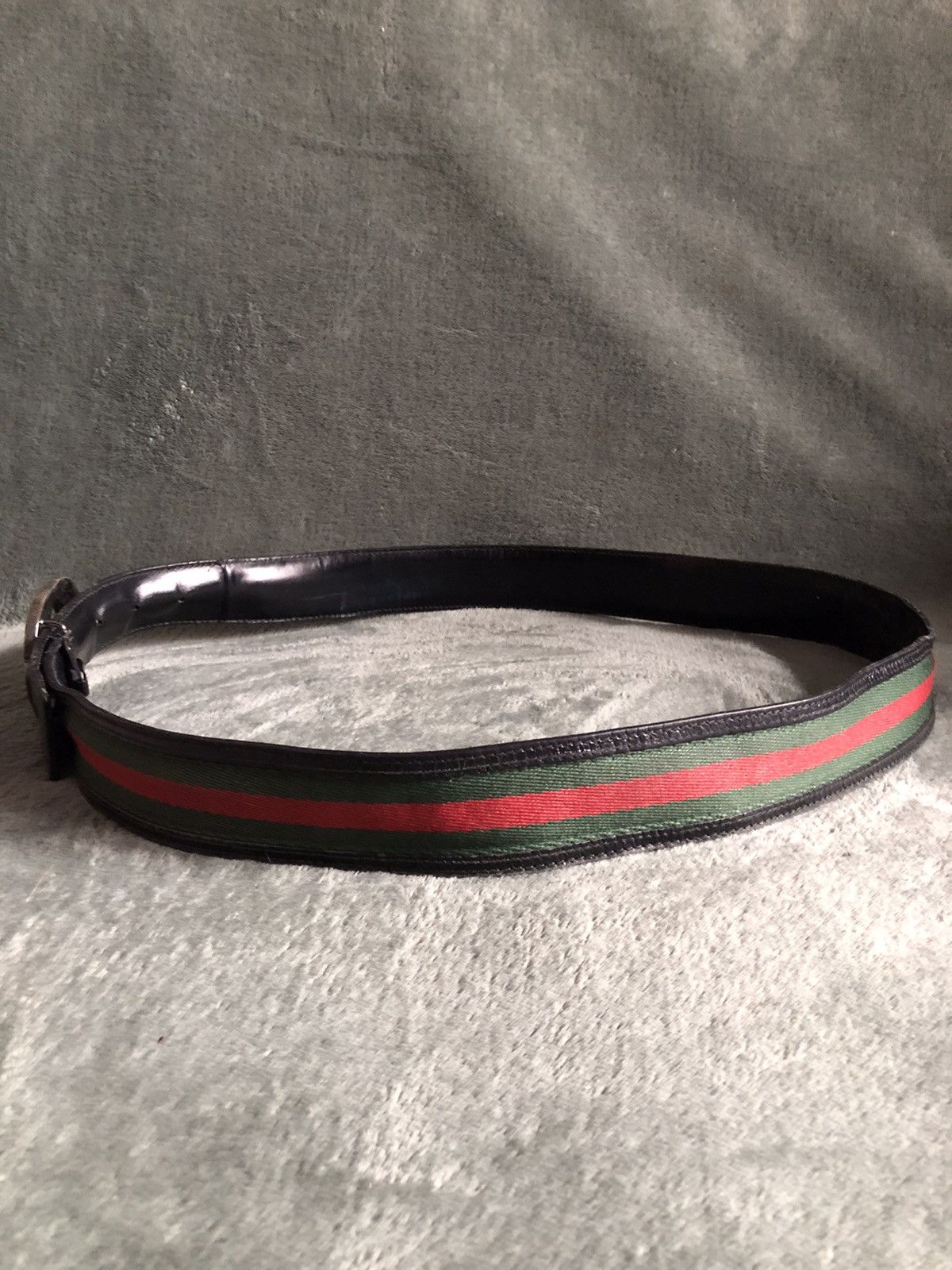 Gucci GUCCI Mens Leather Canvas Strips G Buckle Belt Size 105/42 Size 42 - 12 Thumbnail