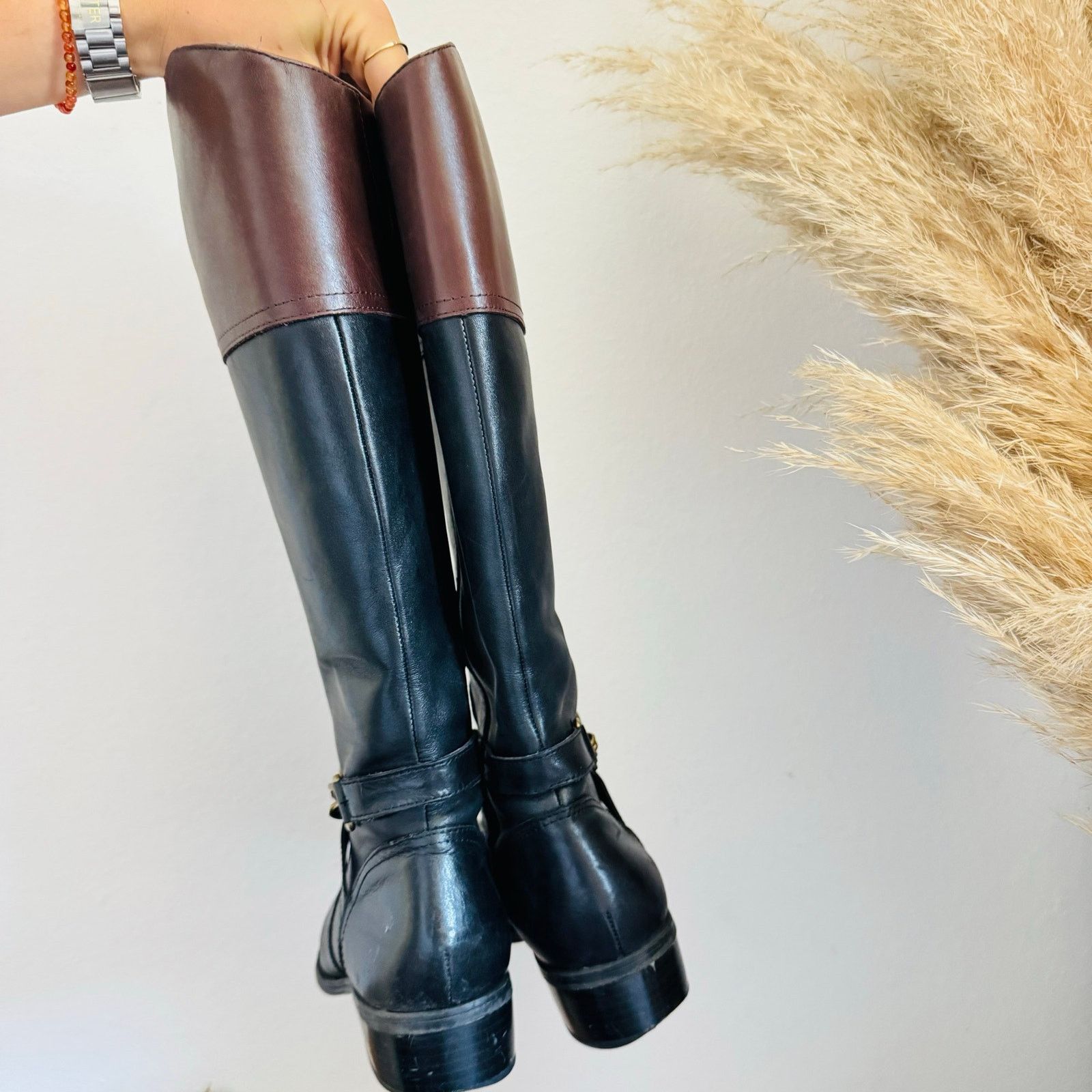 Ralph Lauren RALPH LAUREN Black Brown Leather Knee High $225 Menna Boot 9 Size US 9 / IT 39 - 4 Thumbnail