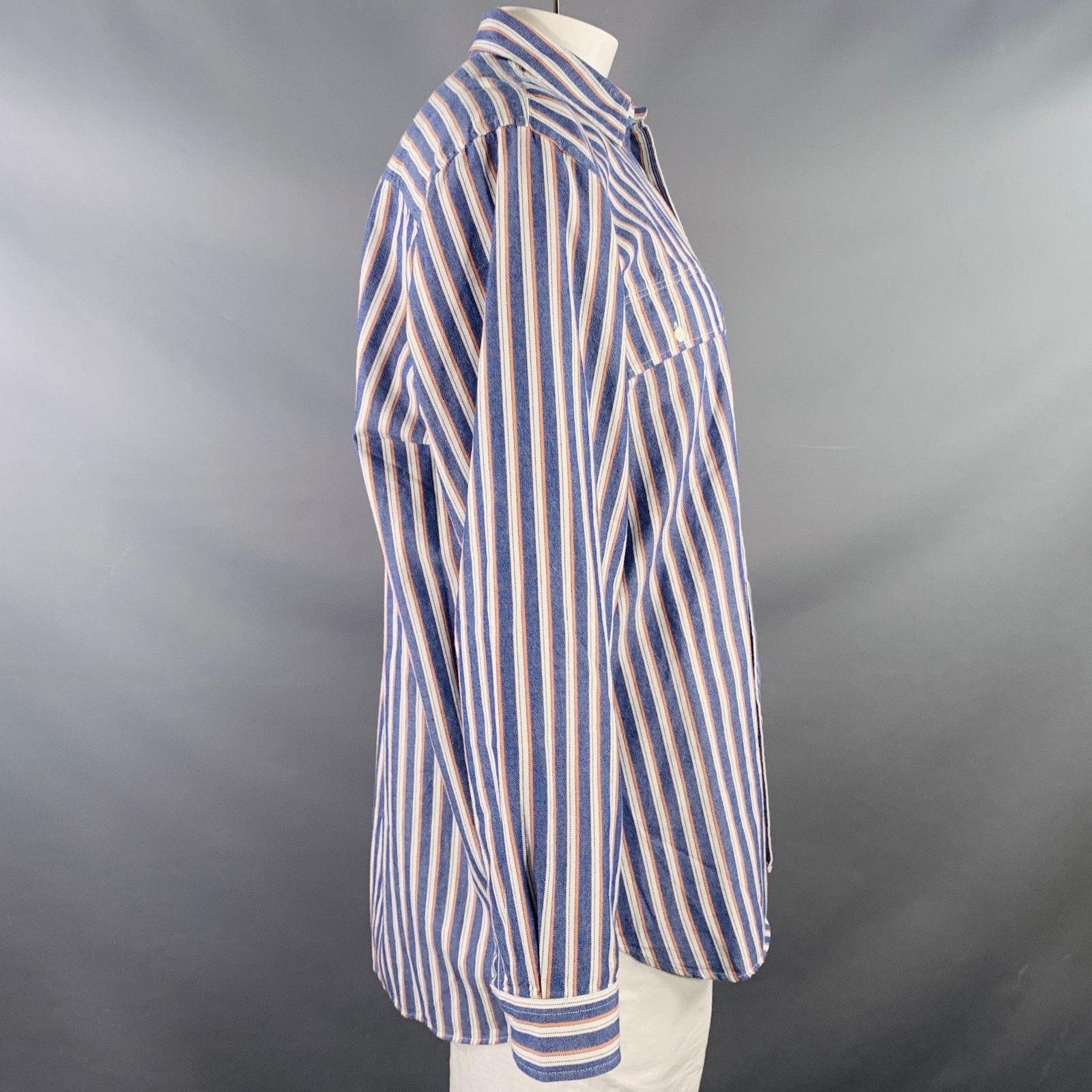 CLOSED Blue White Orange Stripe Cotton Two Pockets Shirt Size US XL / EU 56 / 4 - 3 Thumbnail