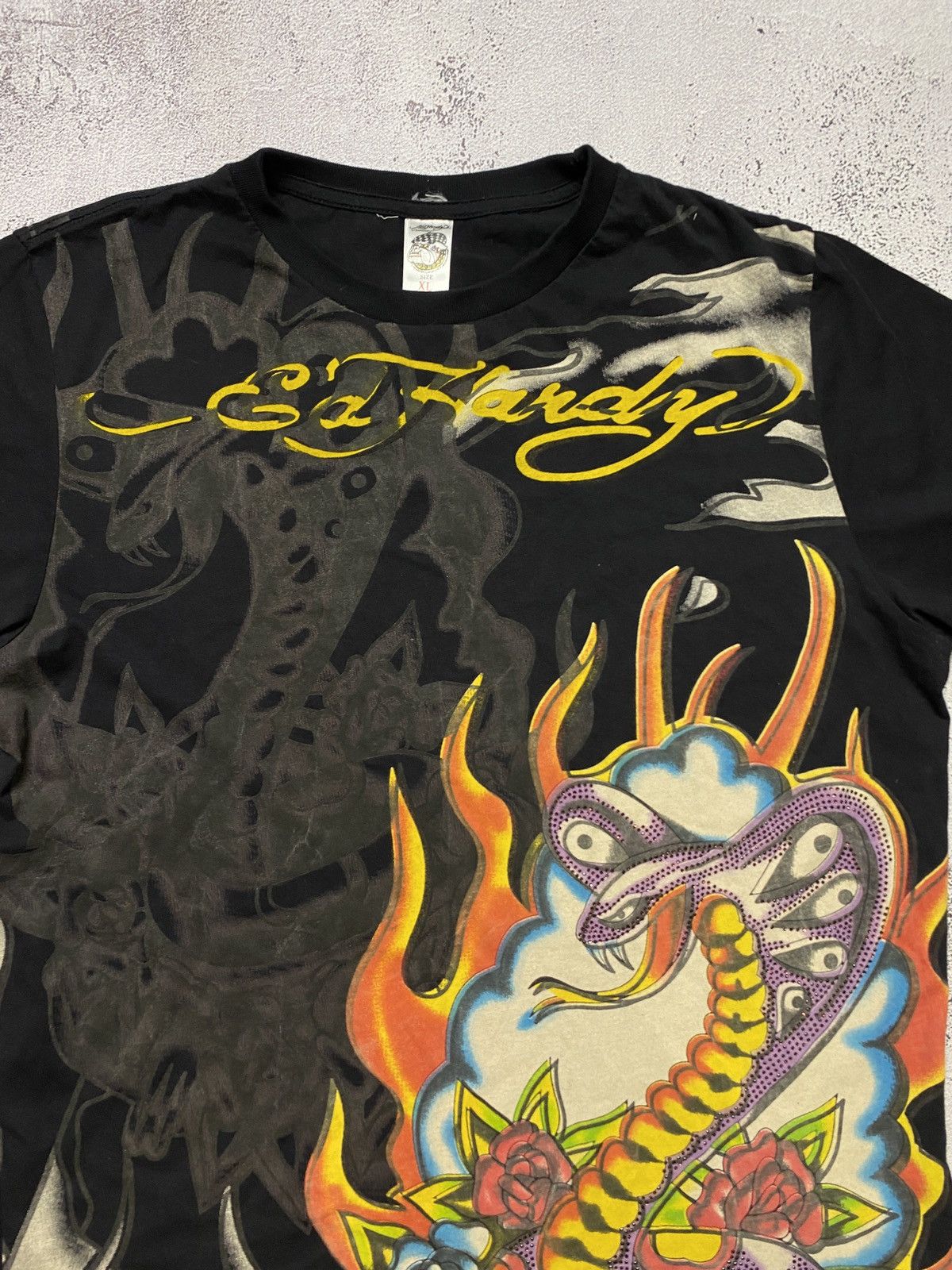 Christian Audigier Ed Hardy Christian Audigier Y2K Overprinted Snake T Shirt Size US XL / EU 56 / 4 - 5 Thumbnail