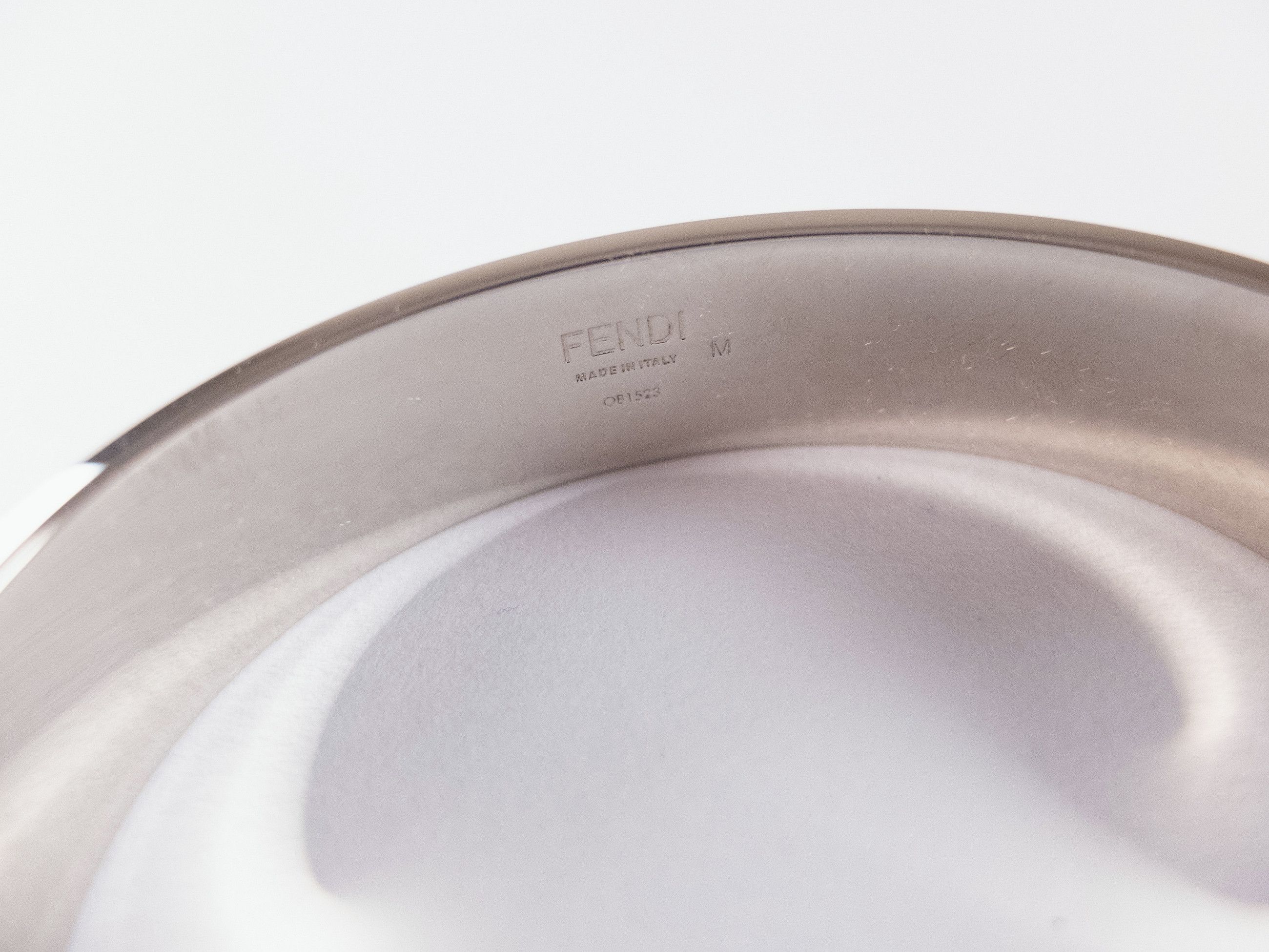 Fendi FENDI F logo silver tone engraved metal bracelet Medium Size ONE SIZE - 6 Thumbnail