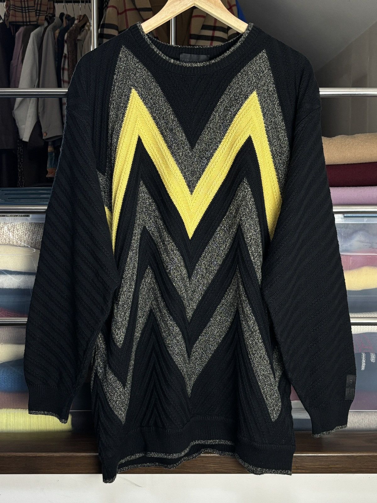 Carlo Colucci Carlo Colucci Vintage Knit Sweater Geometric Pattern Size US XL / EU 56 / 4 - 1 Thumbnail