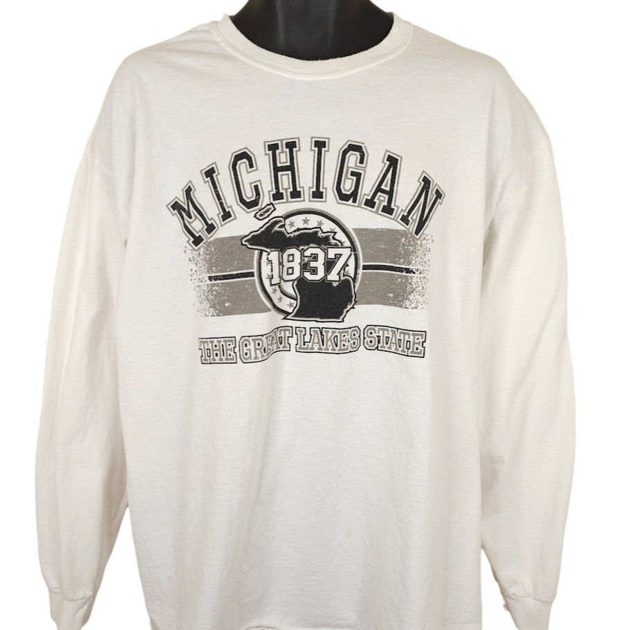 Gildan Michigan T Shirt Mens Size XL White The Great Lakes State Size US XL / EU 56 / 4 - 1 Thumbnail