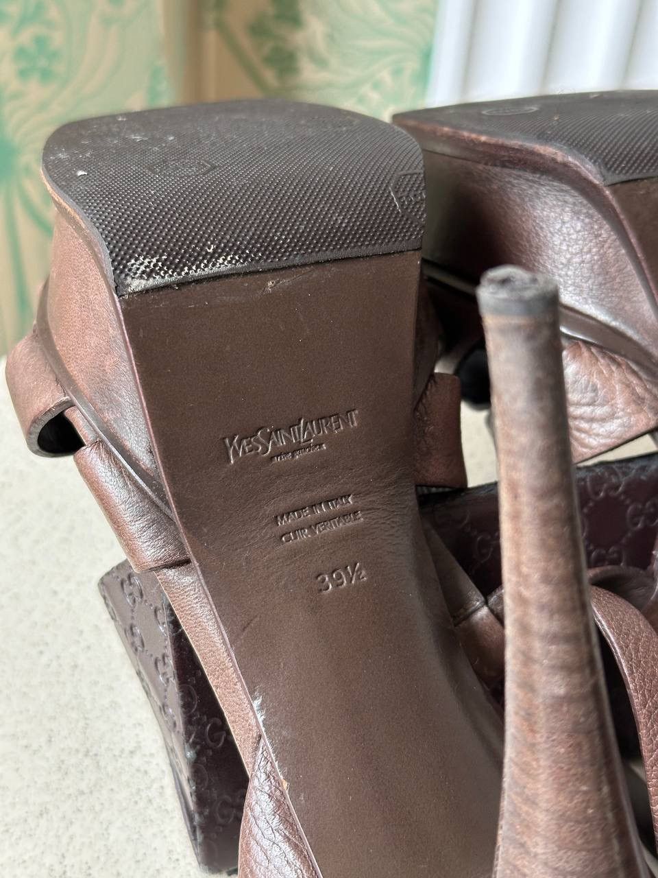 Saint Laurent Paris Yves Saint Laurent Leather Tribute Platform Sandals Brown Size US 9.5 / IT 39.5 - 2 Thumbnail