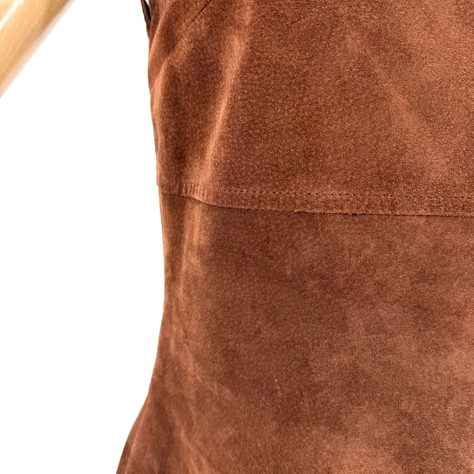 Vintage Vintage 90s Chocolate Brown Genuine Leather Suede Mini Dress Size S / US 4 / IT 40 - 3 Thumbnail