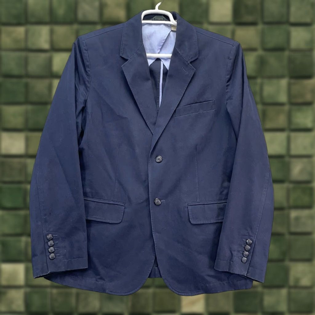 Vintage LL Bean Blazer Jacket Men 40R Coat Two-Button Single-Breasted Navy Blue Cotton Lining Casual Business Travel 44 Chest Regular Fit Mens Size 40R - 1 Thumbnail
