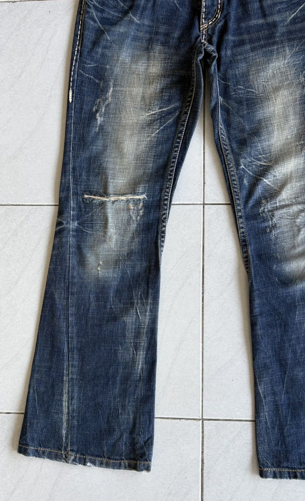Other Korean Lolita Flared Jeans Streetwear Distressed Denim Size US 33 - 6 Thumbnail