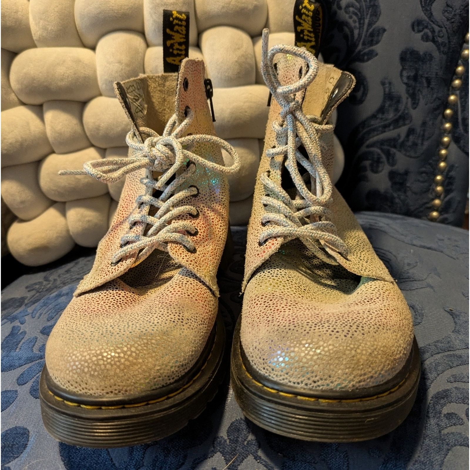 Dr. Martens Dr Martens Rainbow Holographic Lace Up Boots Size 5/EU 36 Size US 5 / IT 35 - 1 Thumbnail