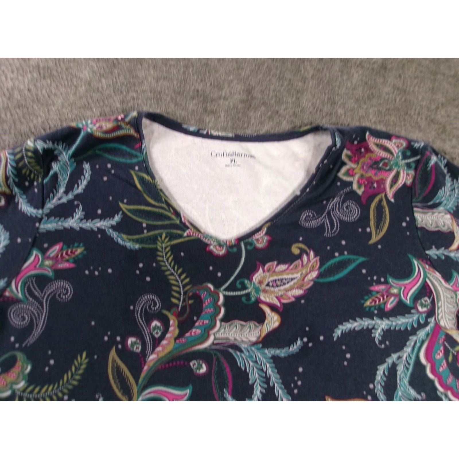 Croft & Barrow VINTAGE Croft & Barrow Top Women Petite Large Floral Paisley Boho Base Layer Capsule Size L / US 10 / IT 46 - 2 Thumbnail