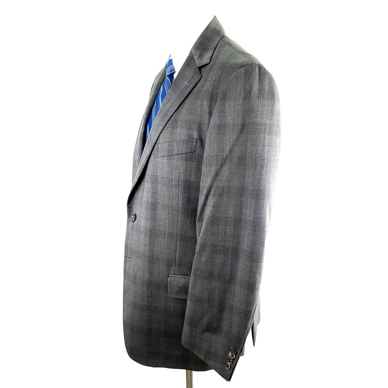 Joseph Abboud Joseph Abboud 40R 2 Button Plaid Gray Wool Blazer Super 120s Size 40R - 4 Thumbnail