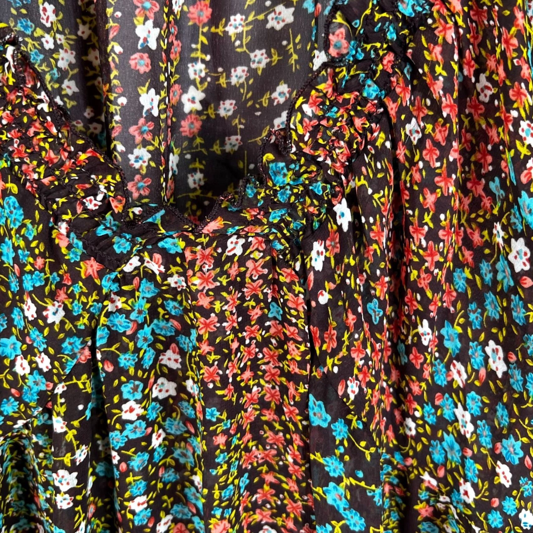 Vintage Charlotte Russe Shear Floral Top Womens Size M Green Balloon Sleeve Shirt Blouse Size M / US 6-8 / IT 42-44 - 5 Thumbnail