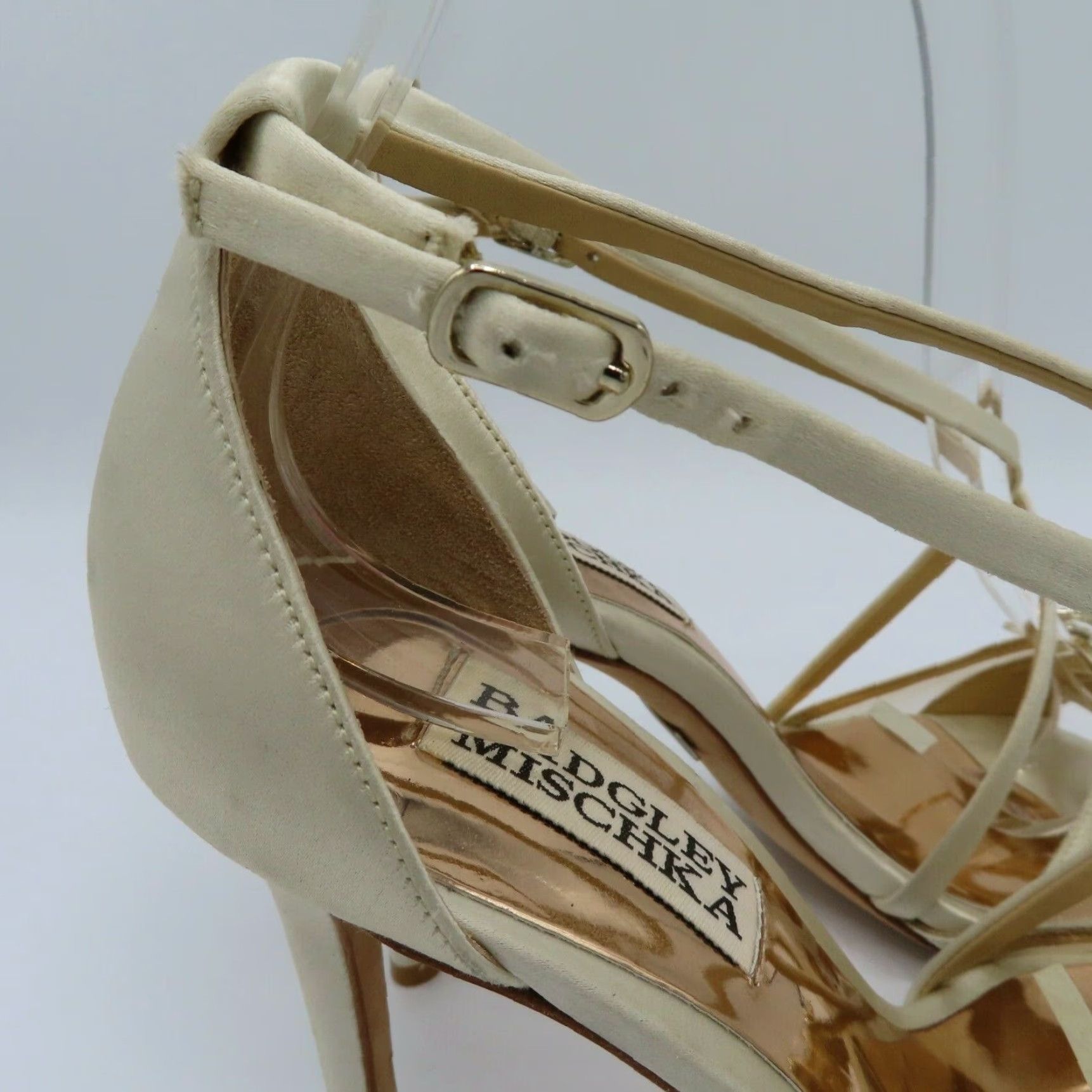 Badgley Mischka Badgley Mischka Womens Heels 6 Ivory Rhinestone Strappy Open Toe Prom Wedding Size US 6 / IT 36 - 7 Thumbnail