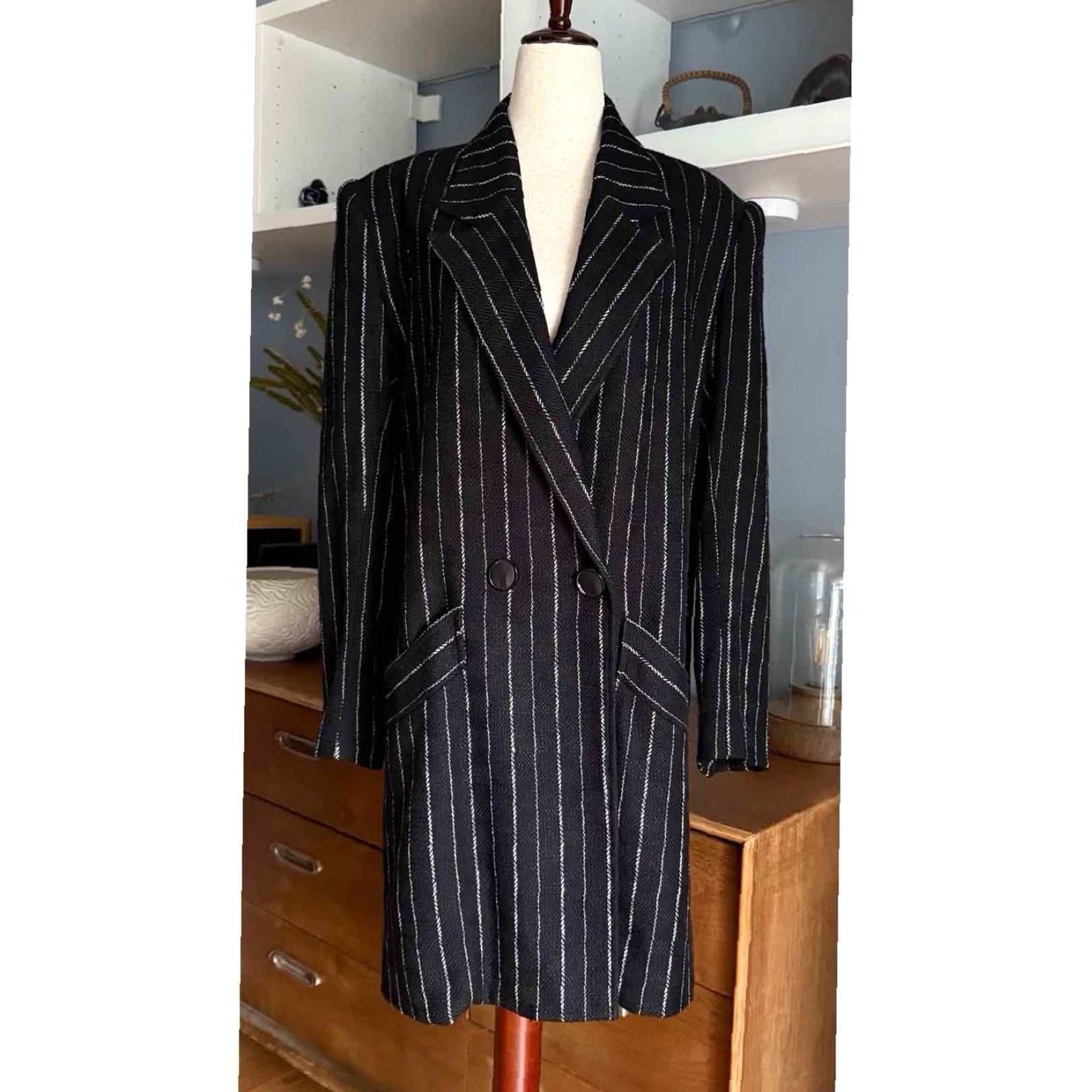 Vintage VINTAGE Lilli Ann Adolph Schuman Tweed Jacket Skirt Suit Black White Stripe L Size 36" / US 14 / IT 50 - 2 Thumbnail