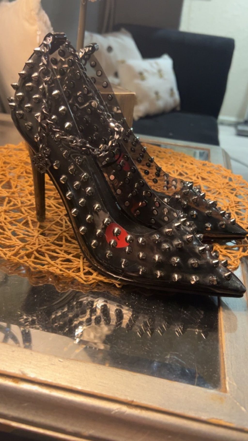 The Unbranded Brand Women's Nanette Nanette Lepore Black Silver Spiked Heels S 7 Size US 7 / IT 37 - 1 Thumbnail