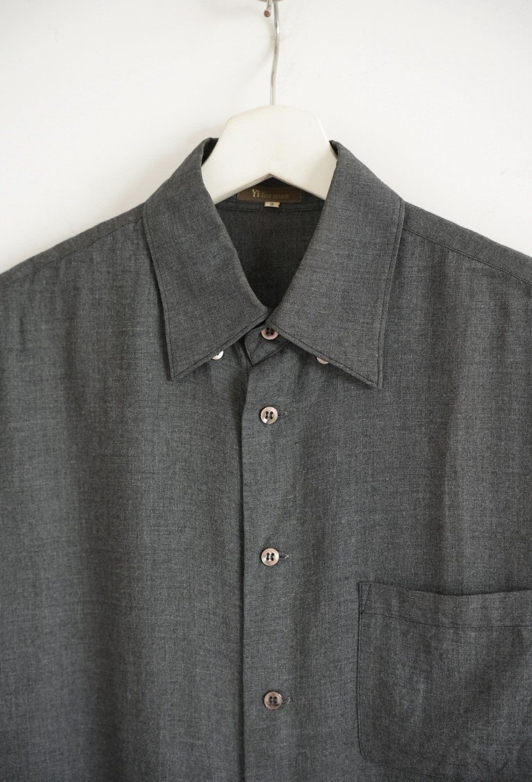 Yohji Yamamoto Yohji Yamamoto 00s Rayon Collar Button Grey Shirt K4 Size US M / EU 48-50 / 2 - 3 Thumbnail