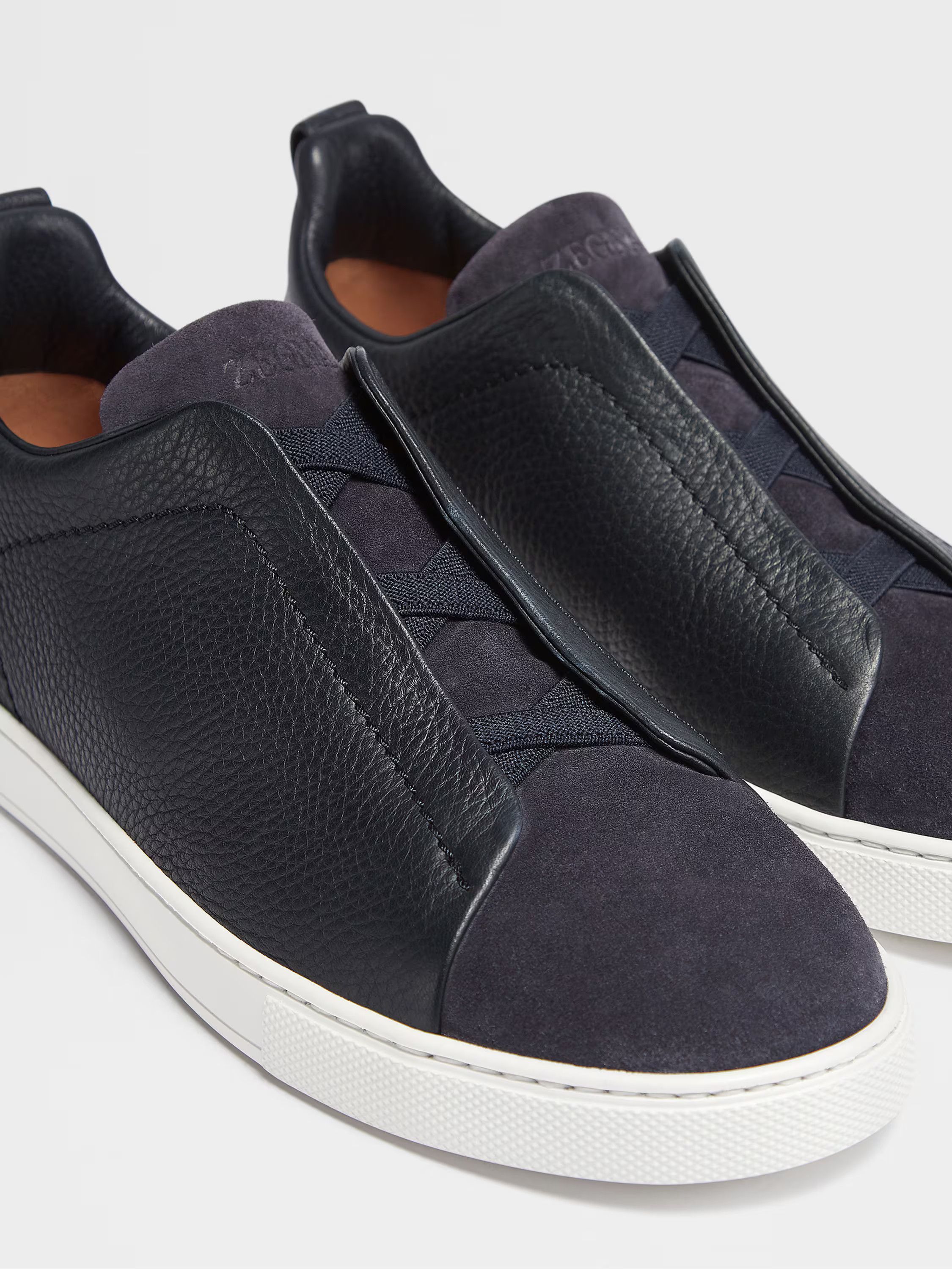 Ermenegildo Zegna o1s1rm0325 RLHRHS Triple Stitch™ Pelle e Suede Sneakers Navy Size US 10 / EU 43 - 3 Thumbnail