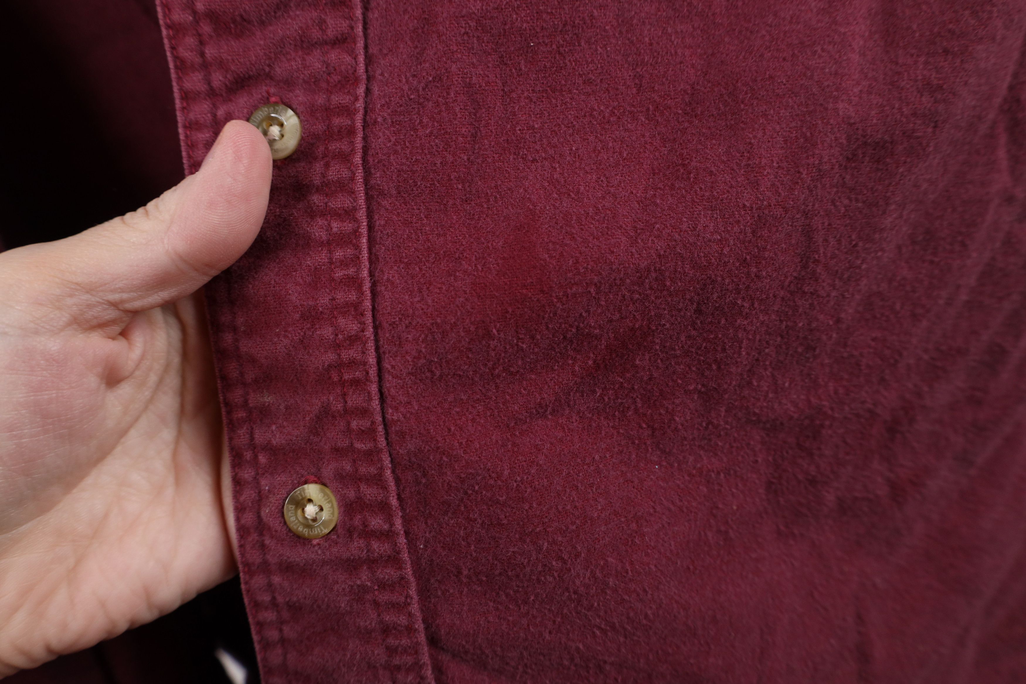 Timberland × Vintage Vintage 90s Timberland Chamois Cloth Button Shirt Red Size US M / EU 48-50 / 2 - 6 Thumbnail