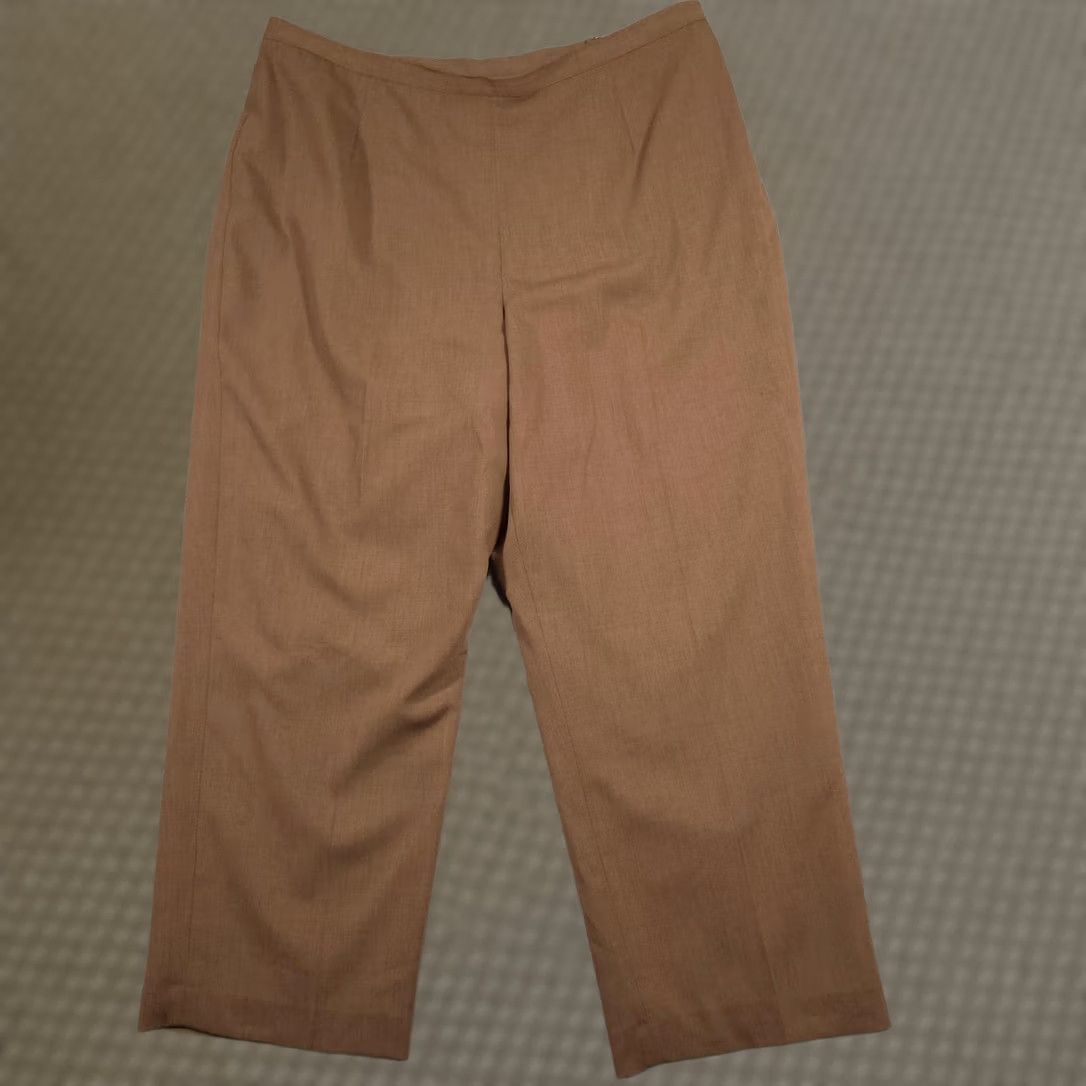Vintage VINTAGE Alfred Dunner Pants Womens 22W Brown Lined Elastic Waist Stretch Dress Slacks Size 40" / US 18 - 1 Thumbnail