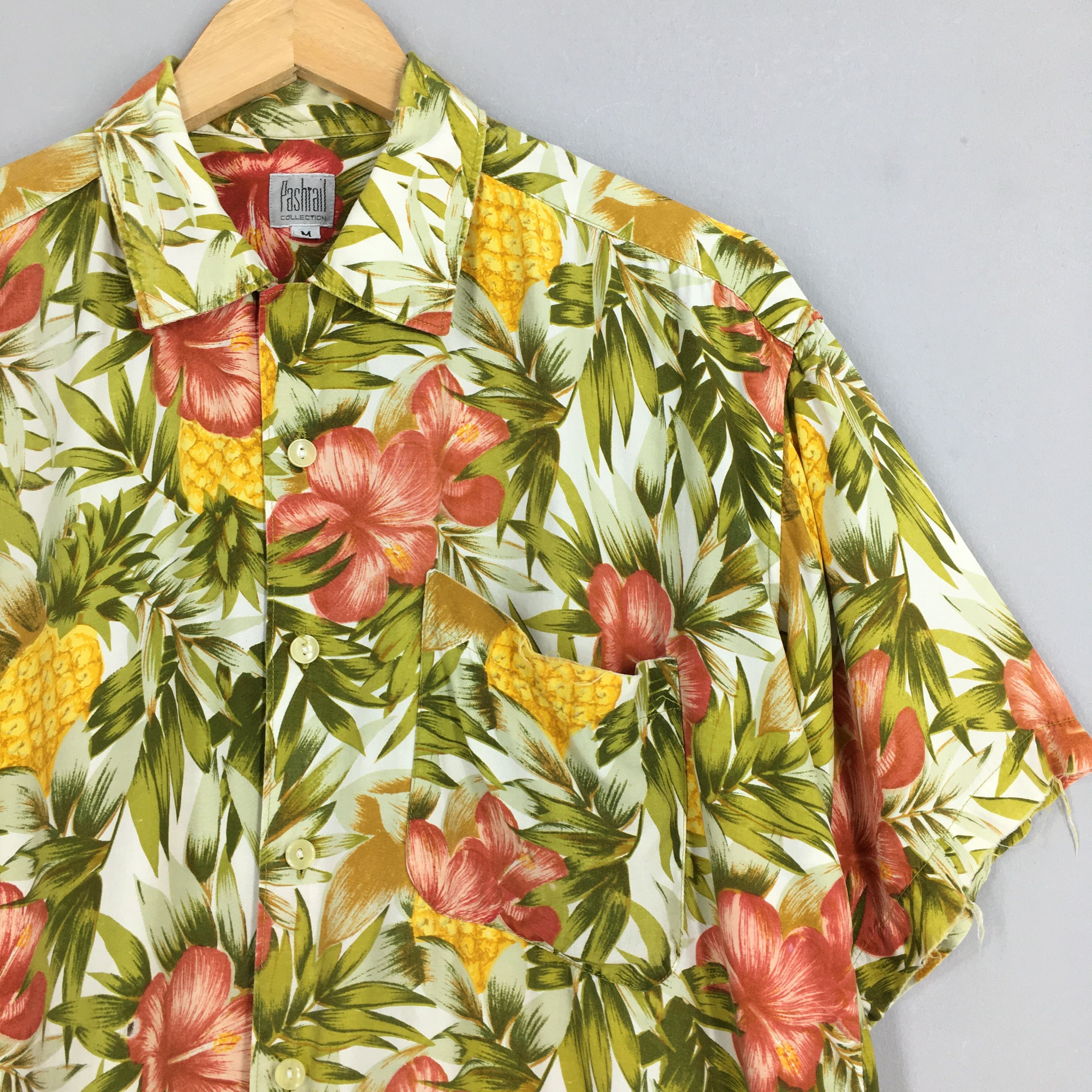 Art Comes First Vintage 80s Floral Pineapple Hawaiian Aloha Shirt Medium Size US M / EU 48-50 / 2 - 2 Thumbnail
