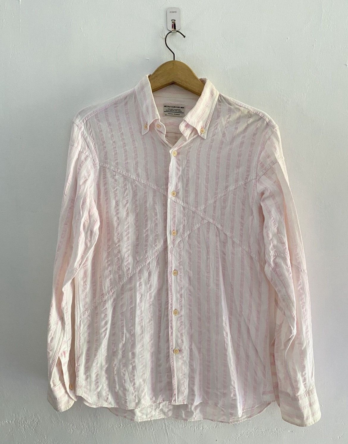 20471120 Vintage Nicole club for men asymmetrical striped shirt Size US M / EU 48-50 / 2 - 1 Thumbnail
