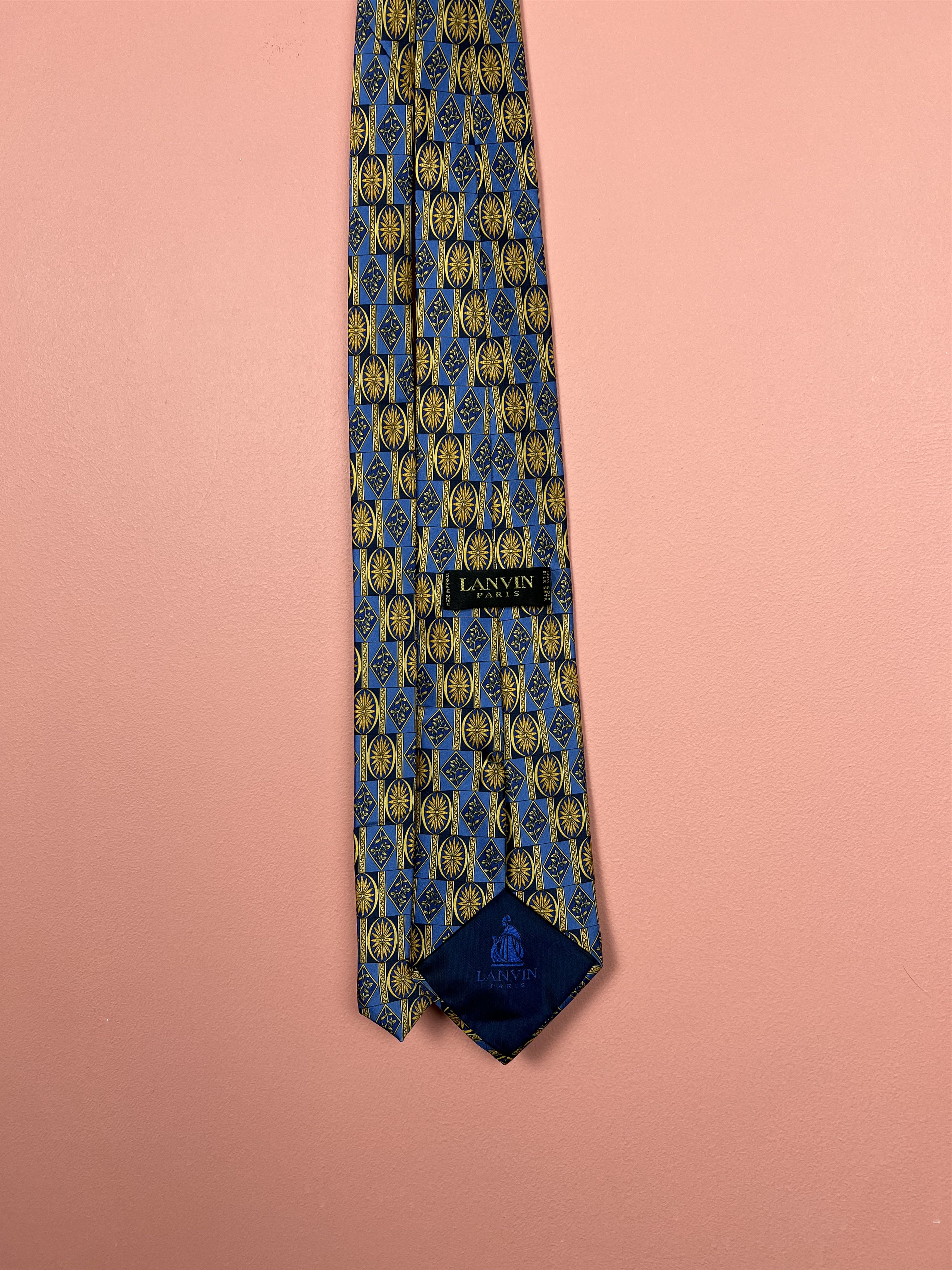 Lanvin Lanvin gold blue tie streetwear Paris France luxury silk Size ONE SIZE - 3 Thumbnail