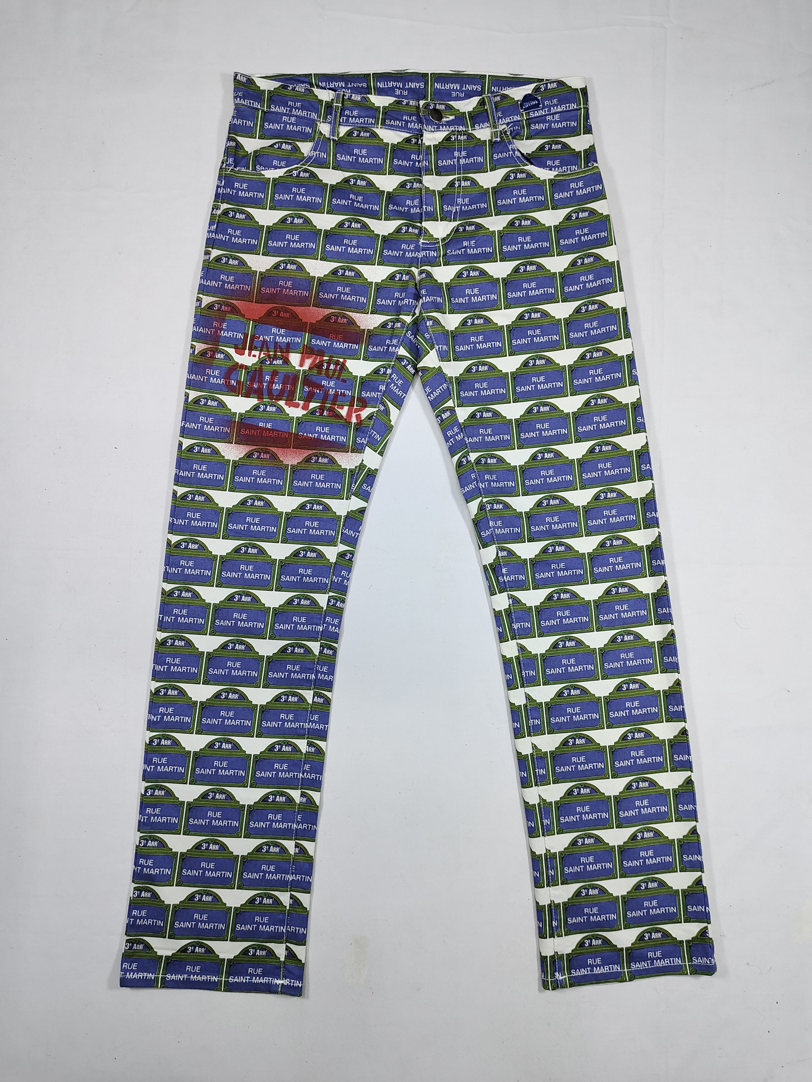 Jean Paul Gaultier JPG❤️‍🔥Paris Street Archive AOP Rue Saint Martin Print Jean Size US 31 - 2 Thumbnail