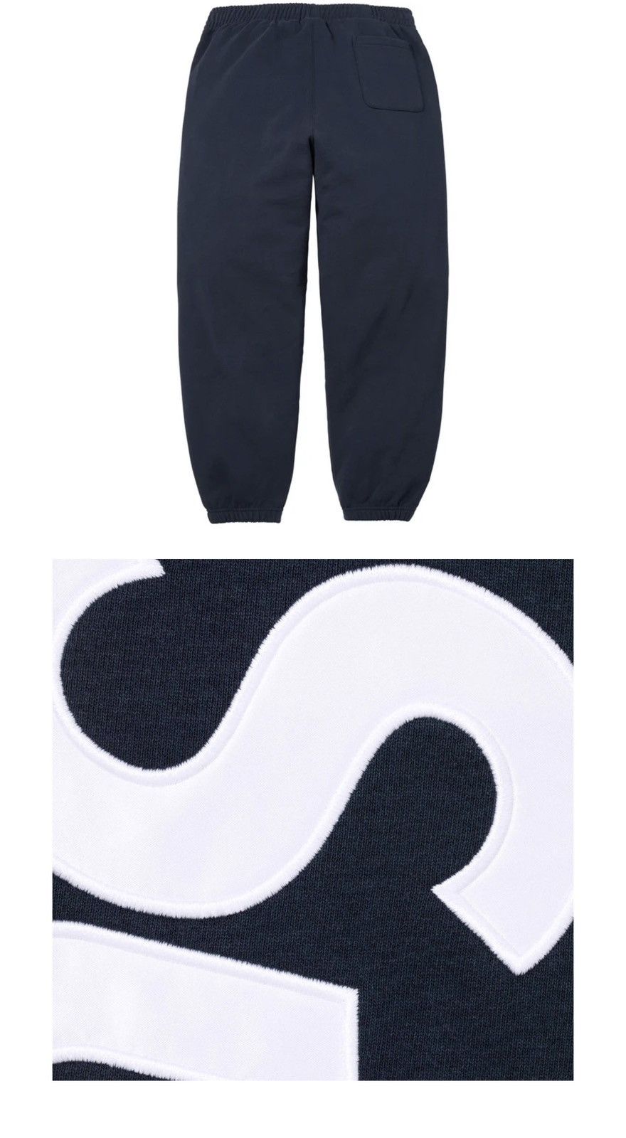 Supreme Supreme Satin Appliqué Sweatpant (Navy) Size US 33 - 2 Thumbnail
