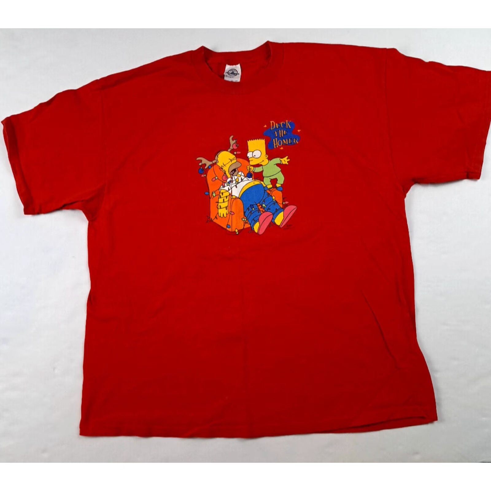 Delta Delta Simpsons Christmas Tee Deck the Homer T-Shirt 2XL Red Mens Short Sleeve Christmas 2XL Size US XXL / EU 58 / 5 - 2 Thumbnail