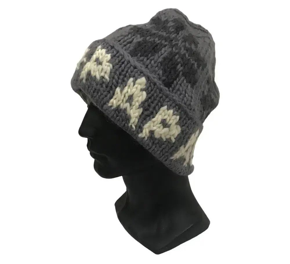 Japanese Brand Papas Spellout Knit Najavo Design Beanie Hat Size ONE SIZE - 1 Thumbnail