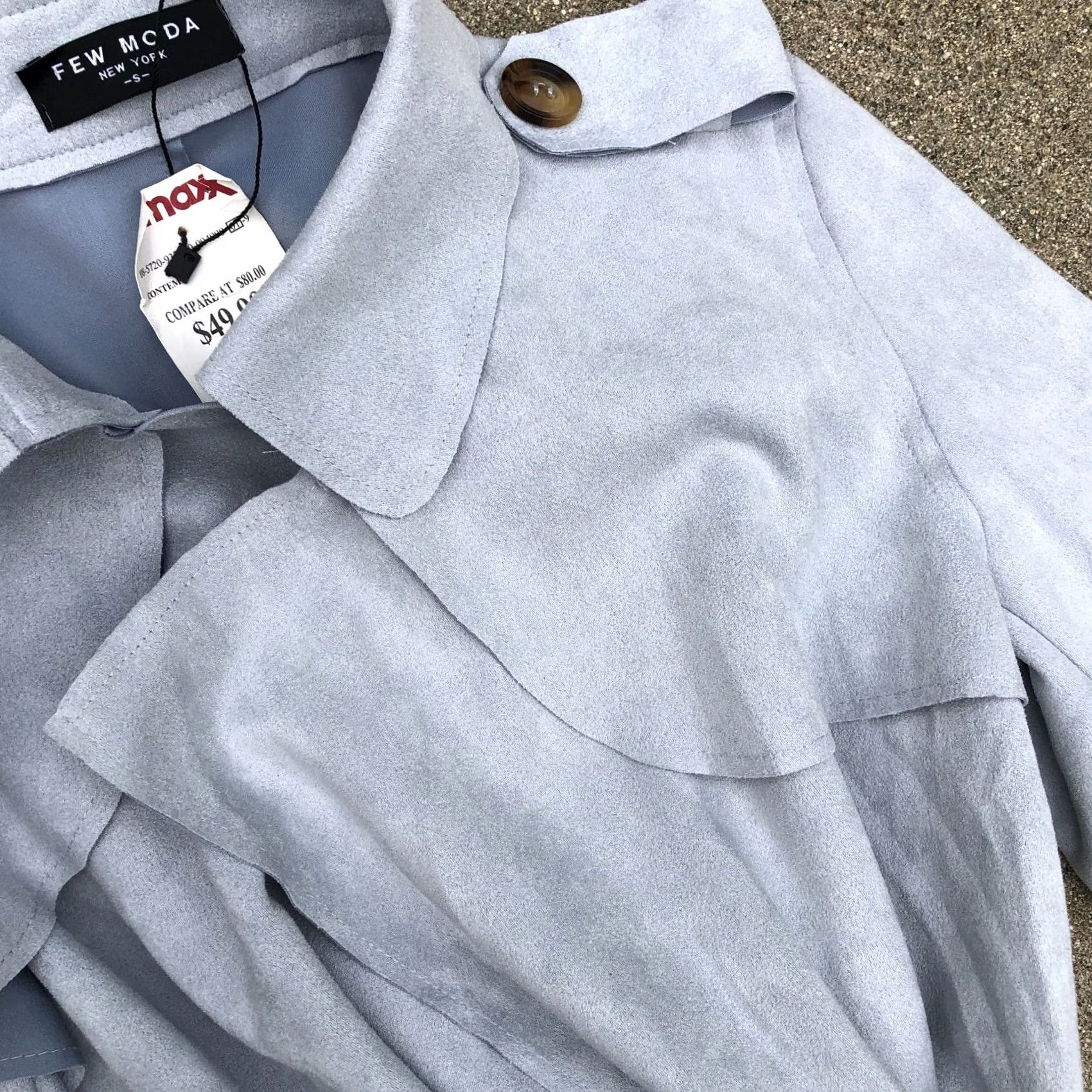 Vintage FEW MODA NEW YORK Trench Coat Jacket Women's SMALL Light Blue Faux Suede Coat Coat Size S / US 4 / IT 40 - 5 Thumbnail