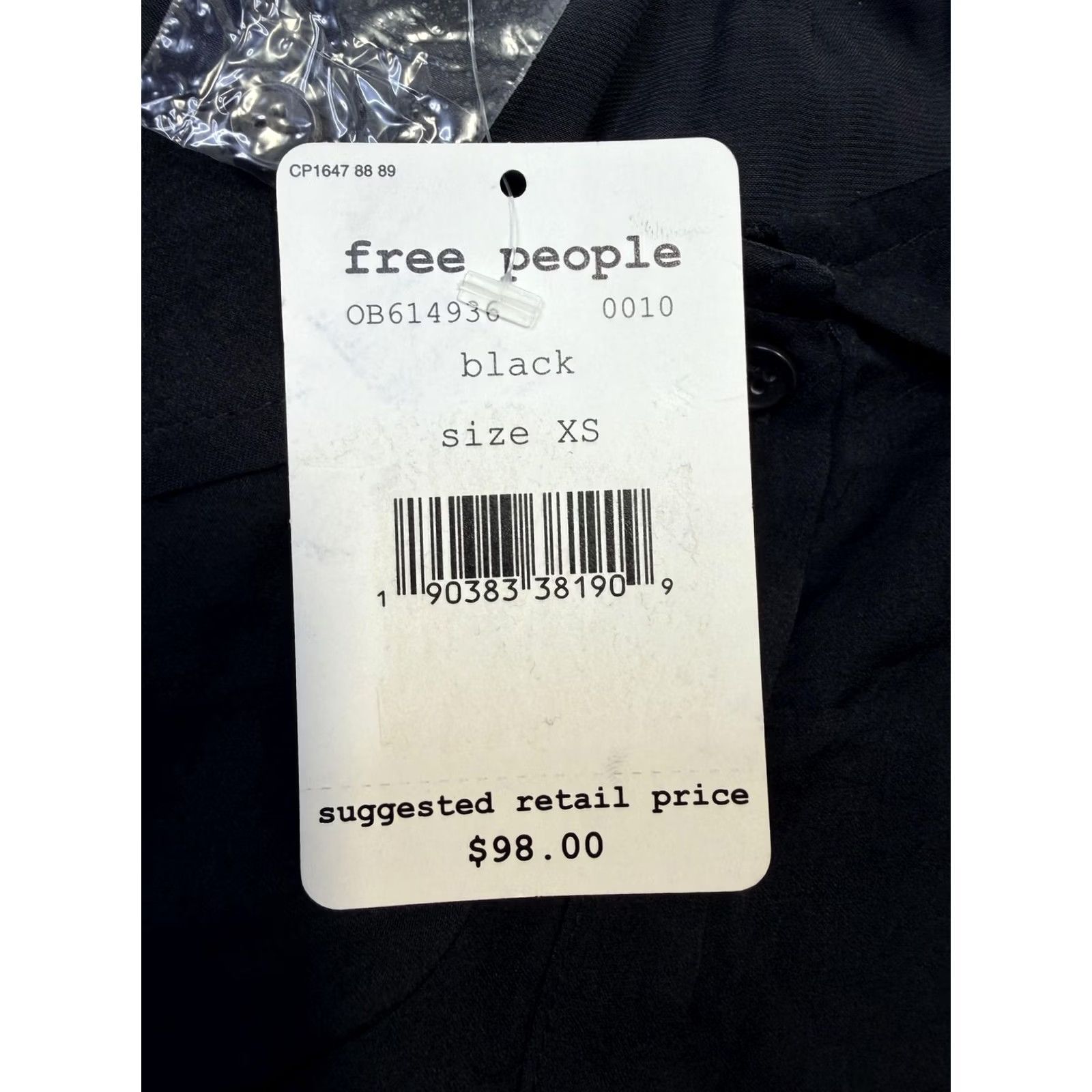 Free People VINTAGE Free People Shirt Womens XS Black Off Shoulder Button Front Boho Blouse Size XS / US 0-2 / IT 36-38 - 7 Thumbnail