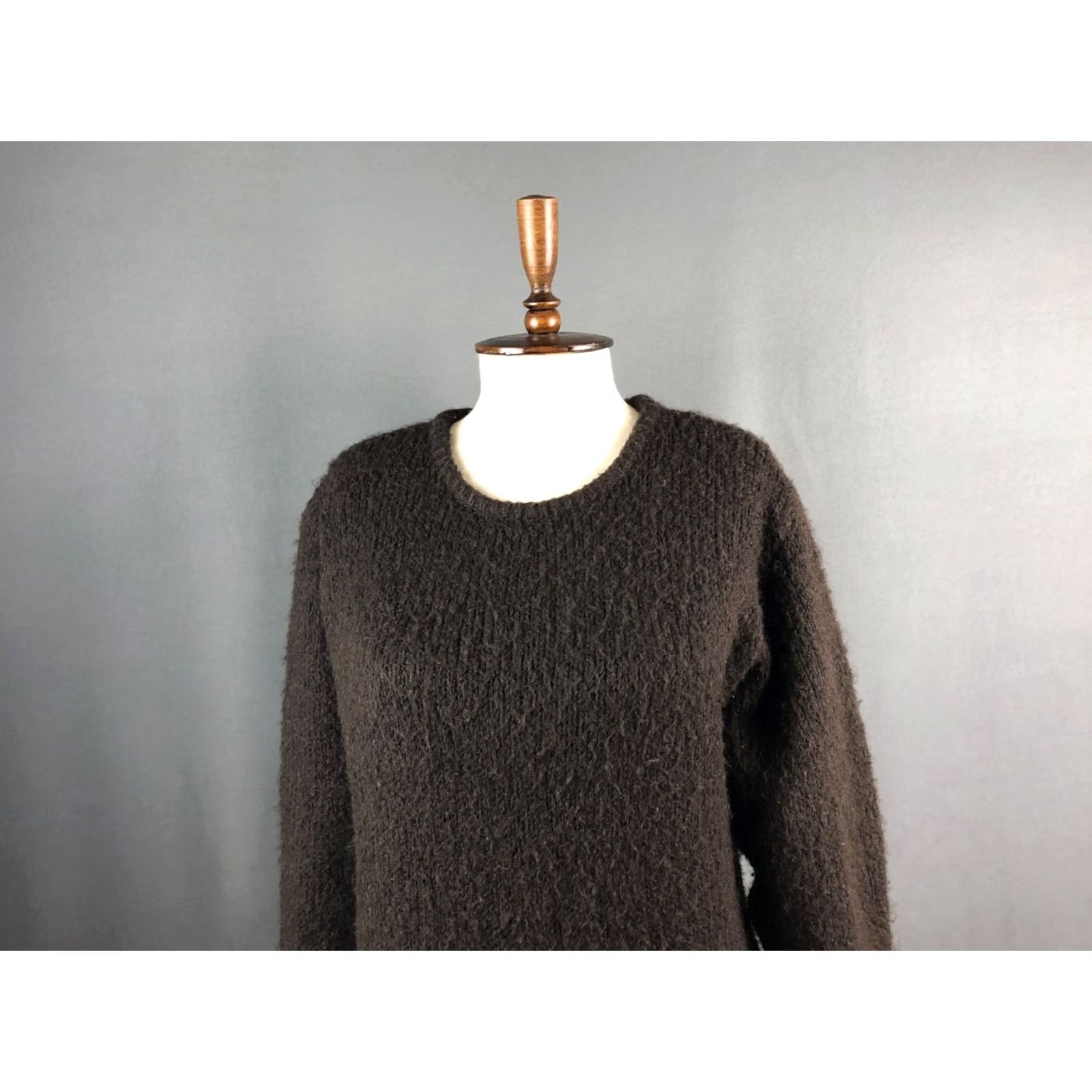 Vintage Rundholz Maxi Dress Brown Long Sleeve Knit Acrylic Modacrylic Polyester Women MBuyers Note? Size M / US 6-8 / IT 42-44 - 4 Thumbnail
