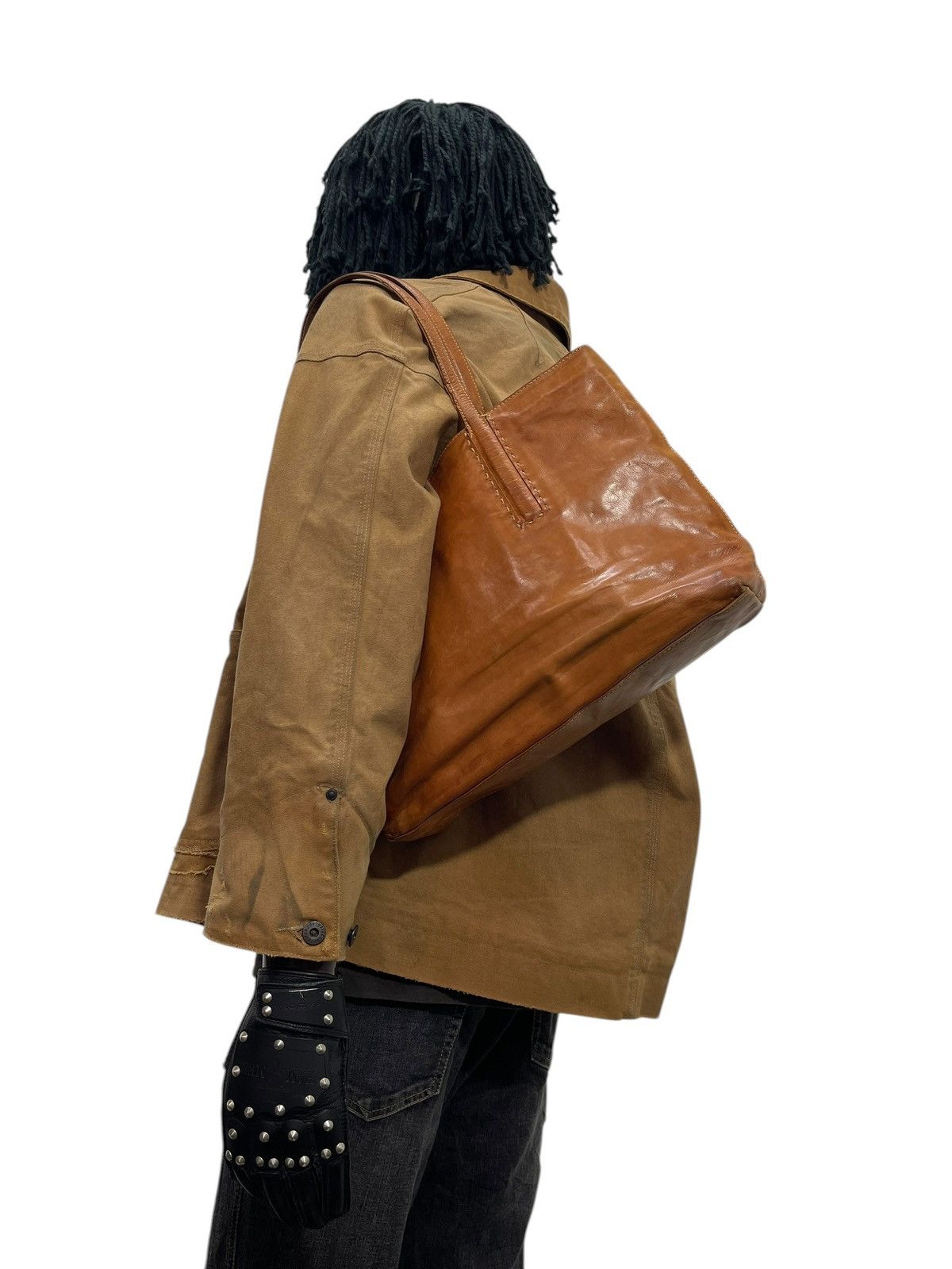 Comme des Garcons × Stussy Full Leather Genten Tote Bag prada julius cdg amiri 1🟩1 Size ONE SIZE - 1 Thumbnail