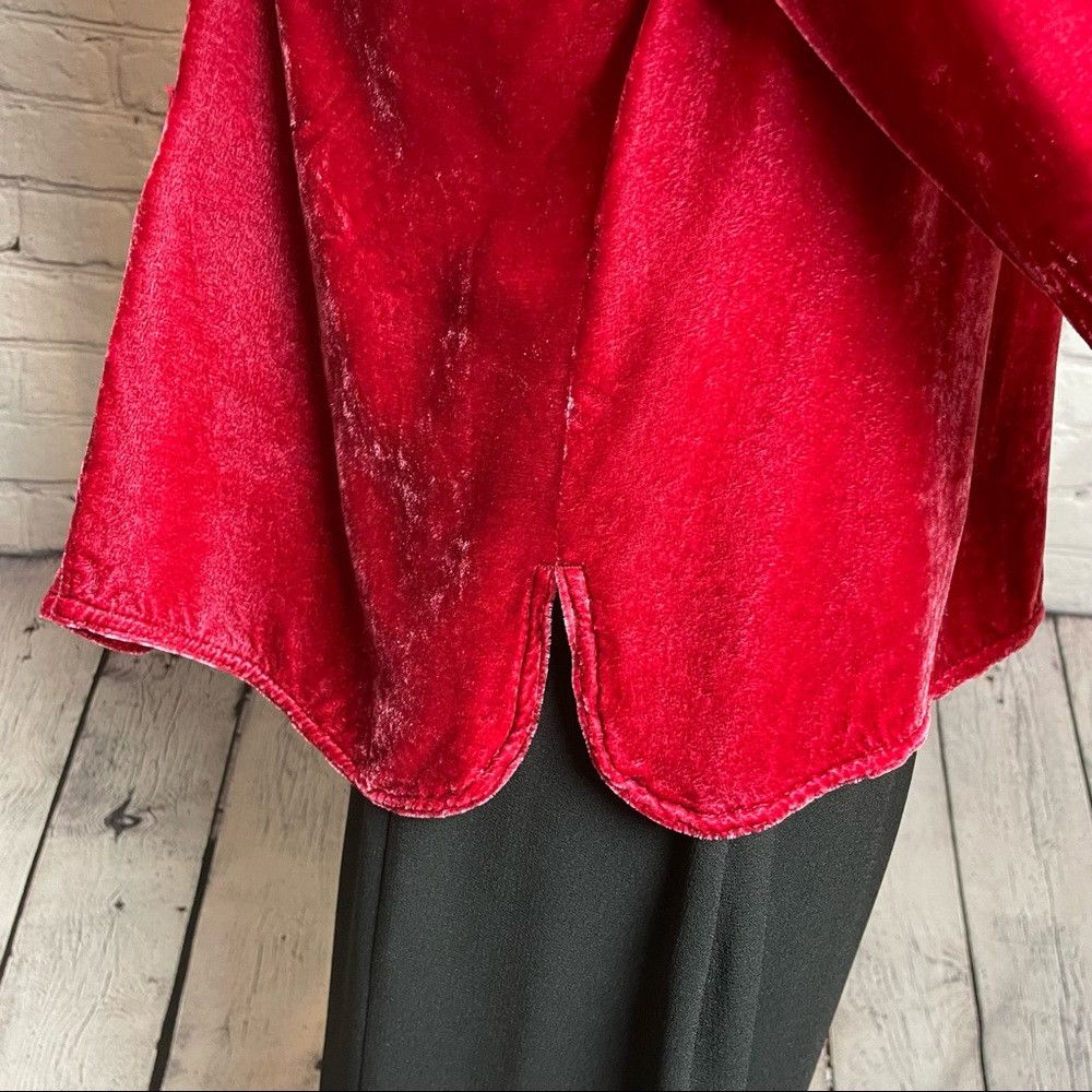 J. Jill J. Jill Velvet Red Shirt Silk Blend Blouse Size M Petite Size M / US 6-8 / IT 42-44 - 8 Thumbnail