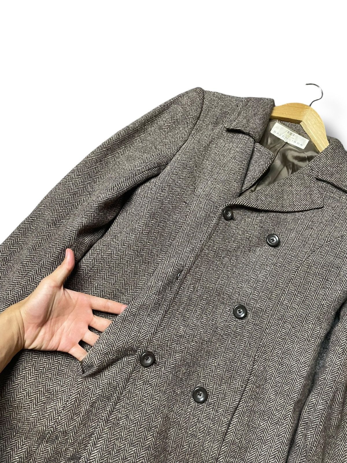 Balenciaga × Designer × Vintage BALENCIAGA Double Breasted Long Tweed Coat (104) Size US XXS / EU 40 - 5 Thumbnail